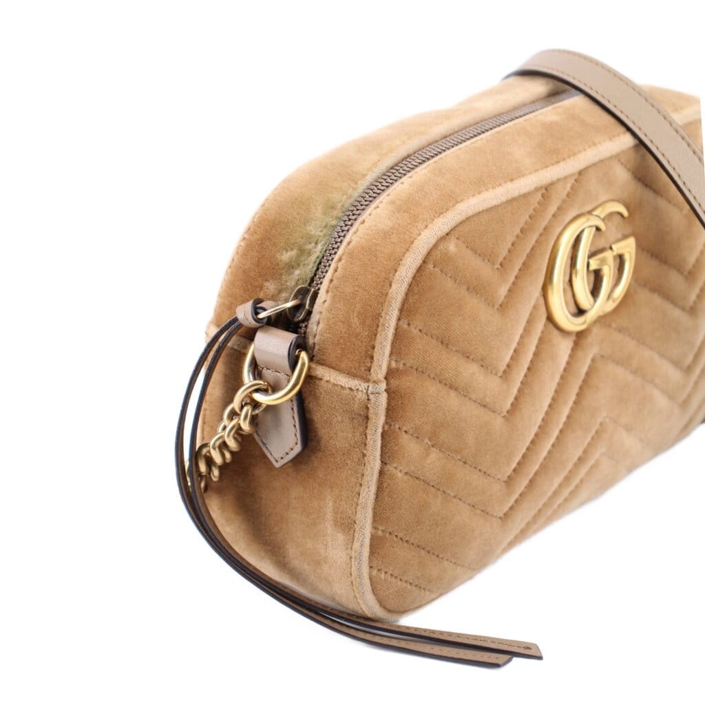 Gucci MARMONT VELVET CROSSBODYS BROWN