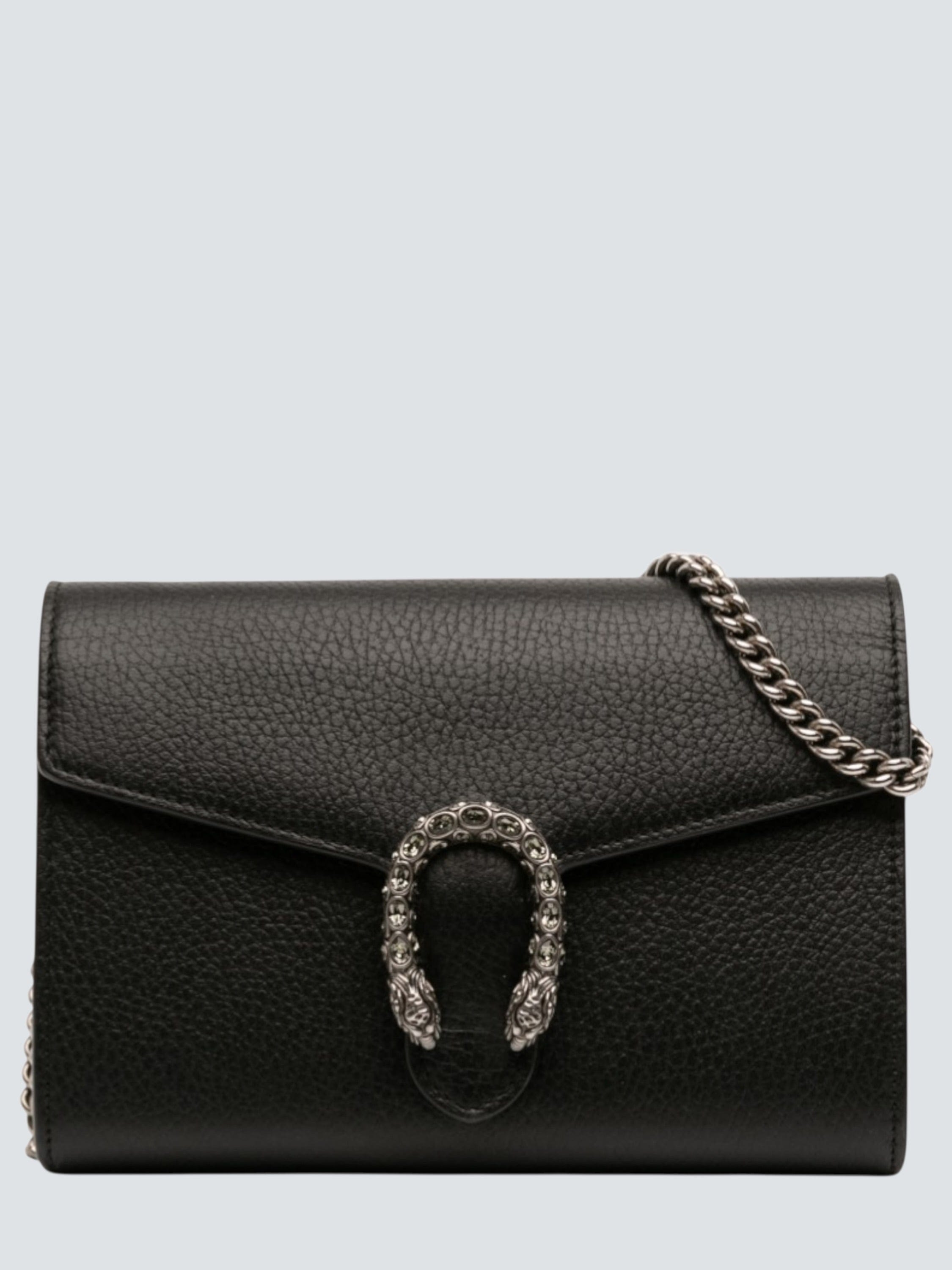Gucci Black Calfksin Leather Dionysus Wallet on Chain