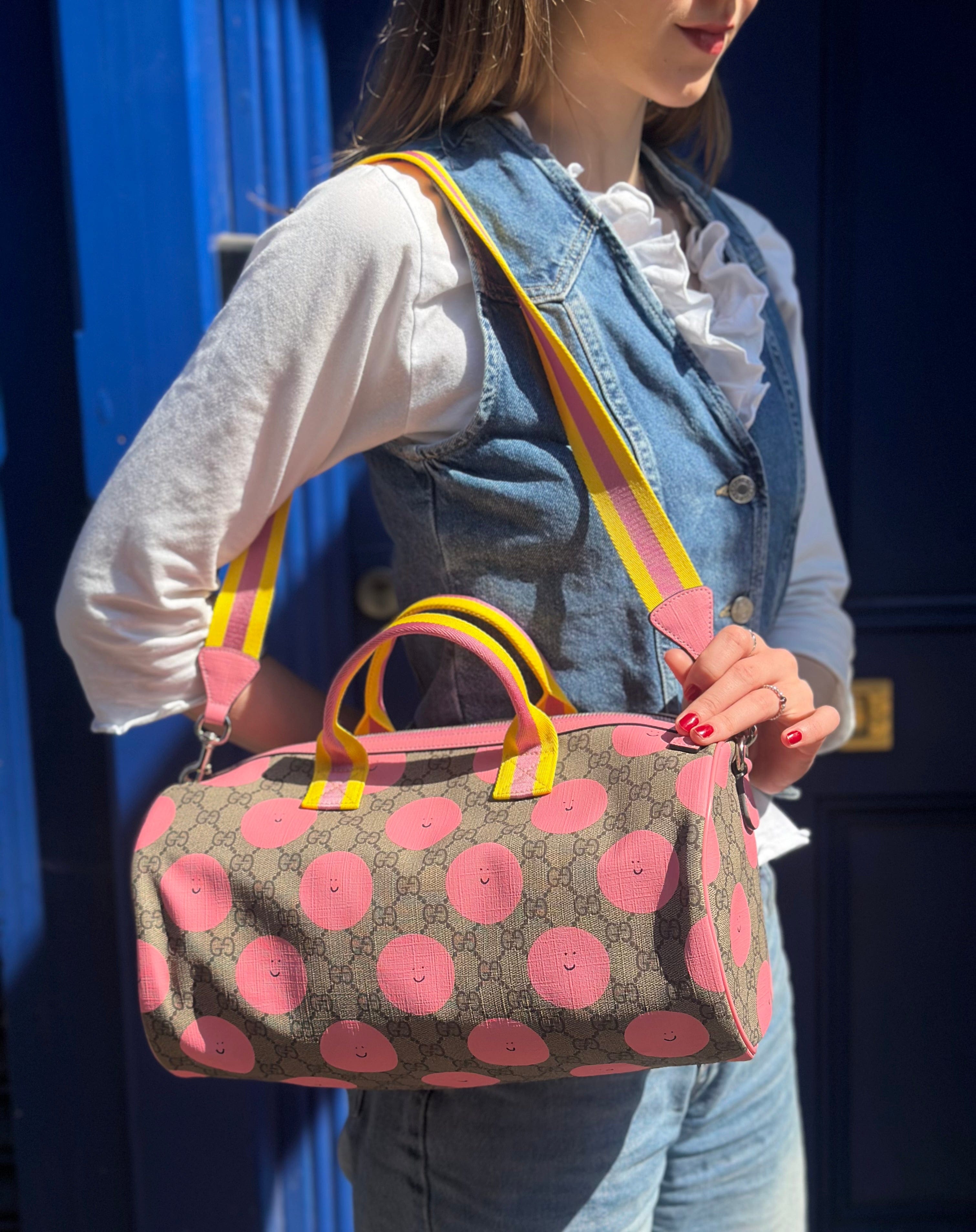 Gucci x Euan Roberts Pink GG Canvas Bowler Bag