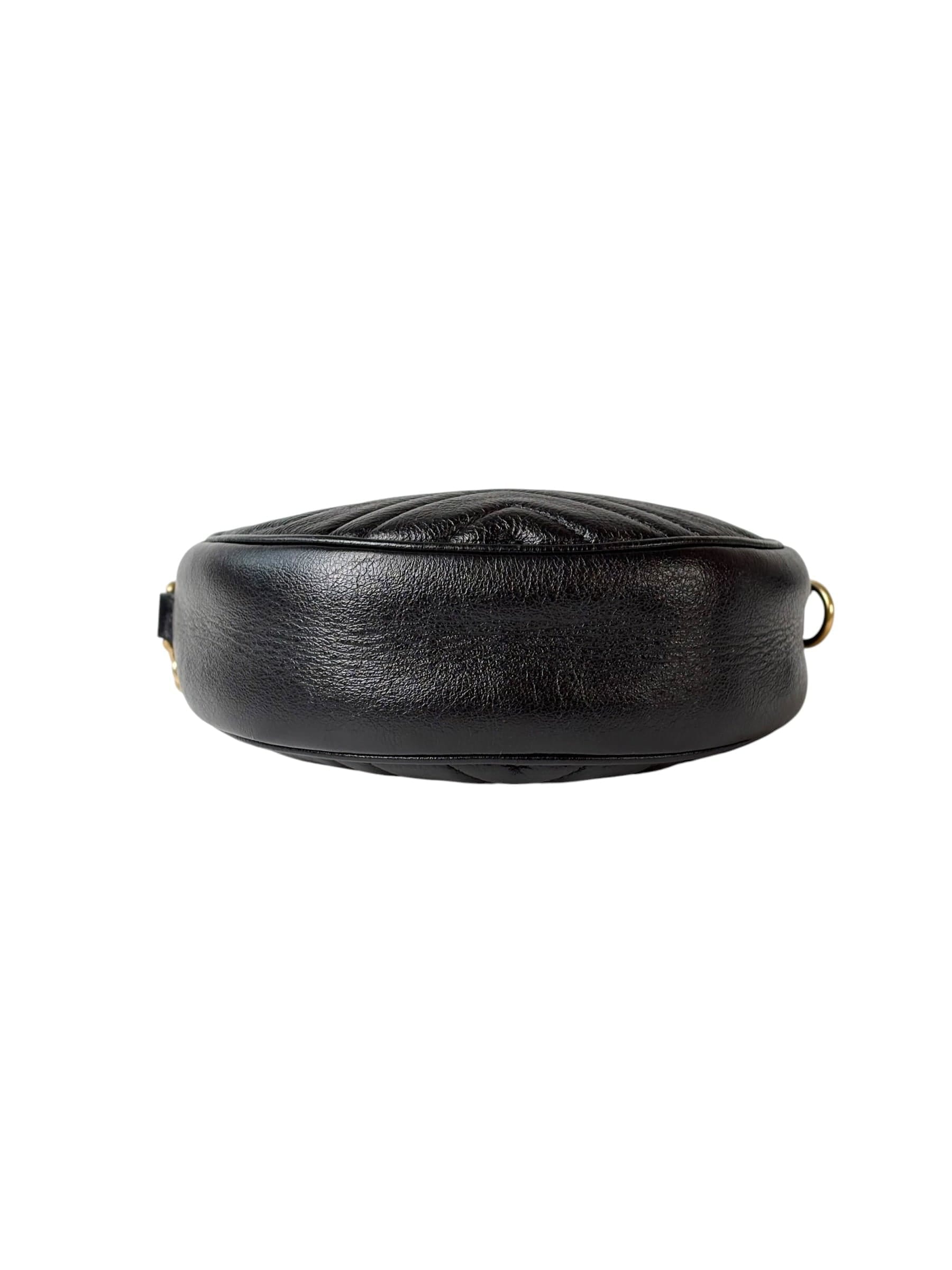 Gucci Black Round Marmont Bag with Chain strap