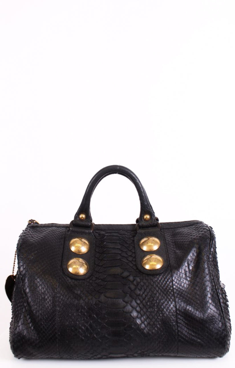 Gucci Hysteria Python Bowling Bag Black