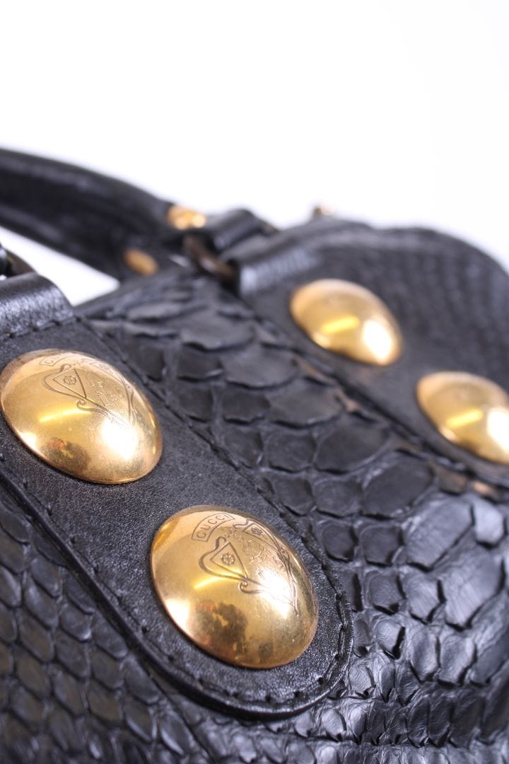 Gucci Hysteria Python Bowling Bag Black