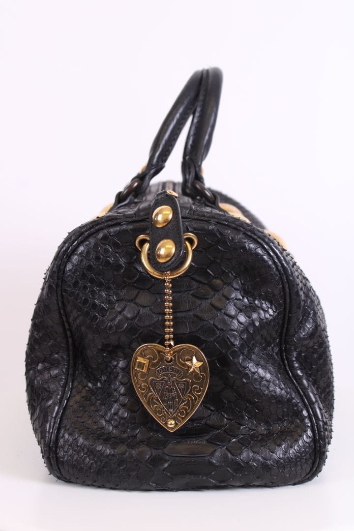 Gucci Hysteria Python Bowling Bag Black