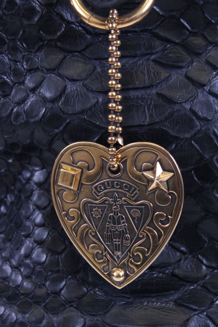 Gucci Hysteria Python Bowling Bag Black