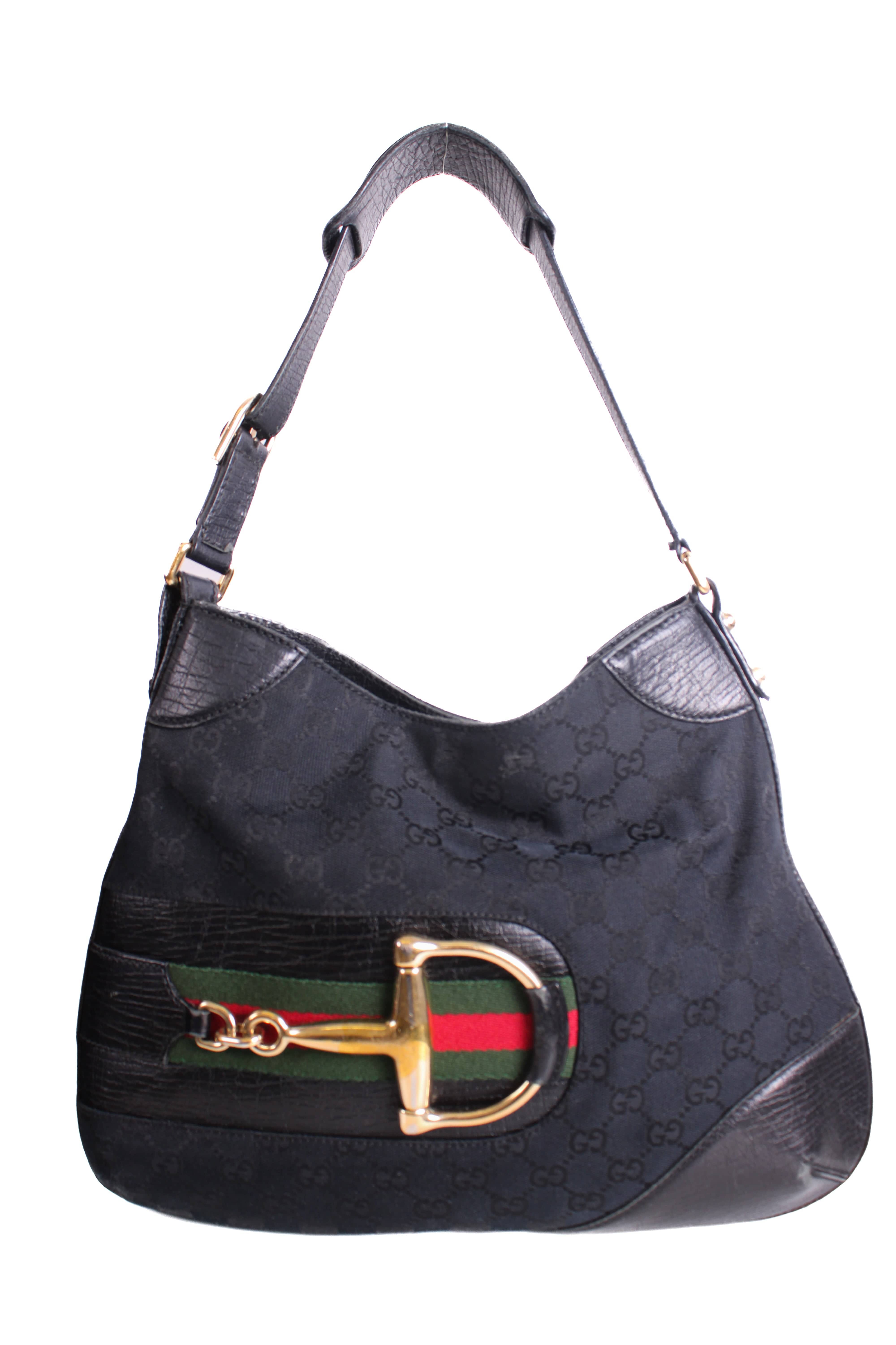 Gucci GG Horesbit Hasler Hobo Bag Black