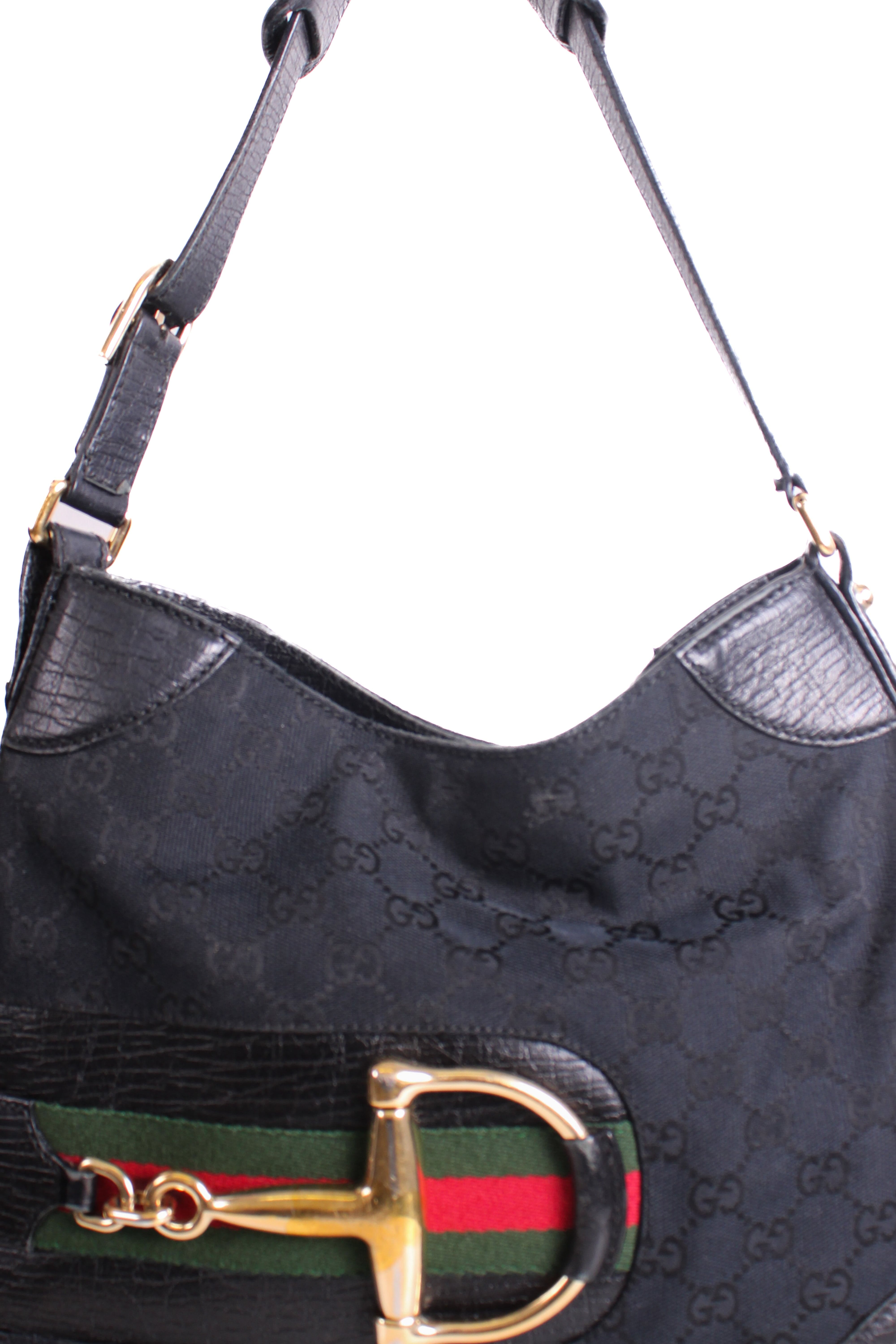 Gucci GG Horesbit Hasler Hobo Bag Black