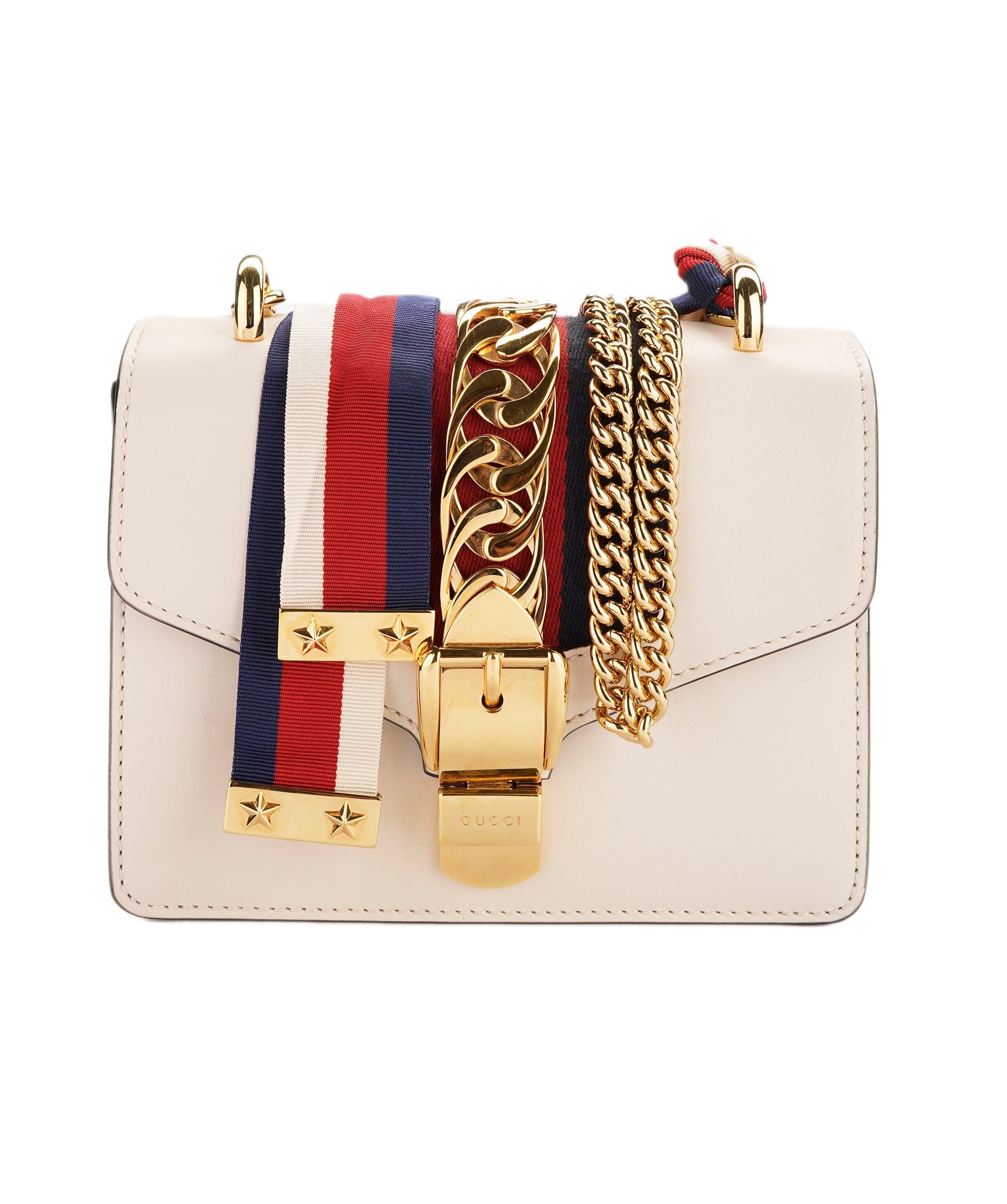Gucci White Sylvie Chain Mini Leather Bag ALC2027