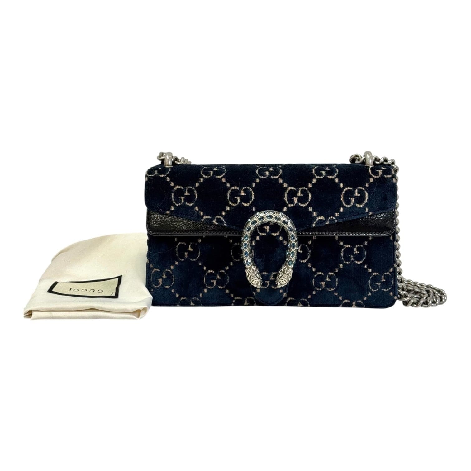 Gucci Dionysus Small Blue/Black Suede with Crystal Bag