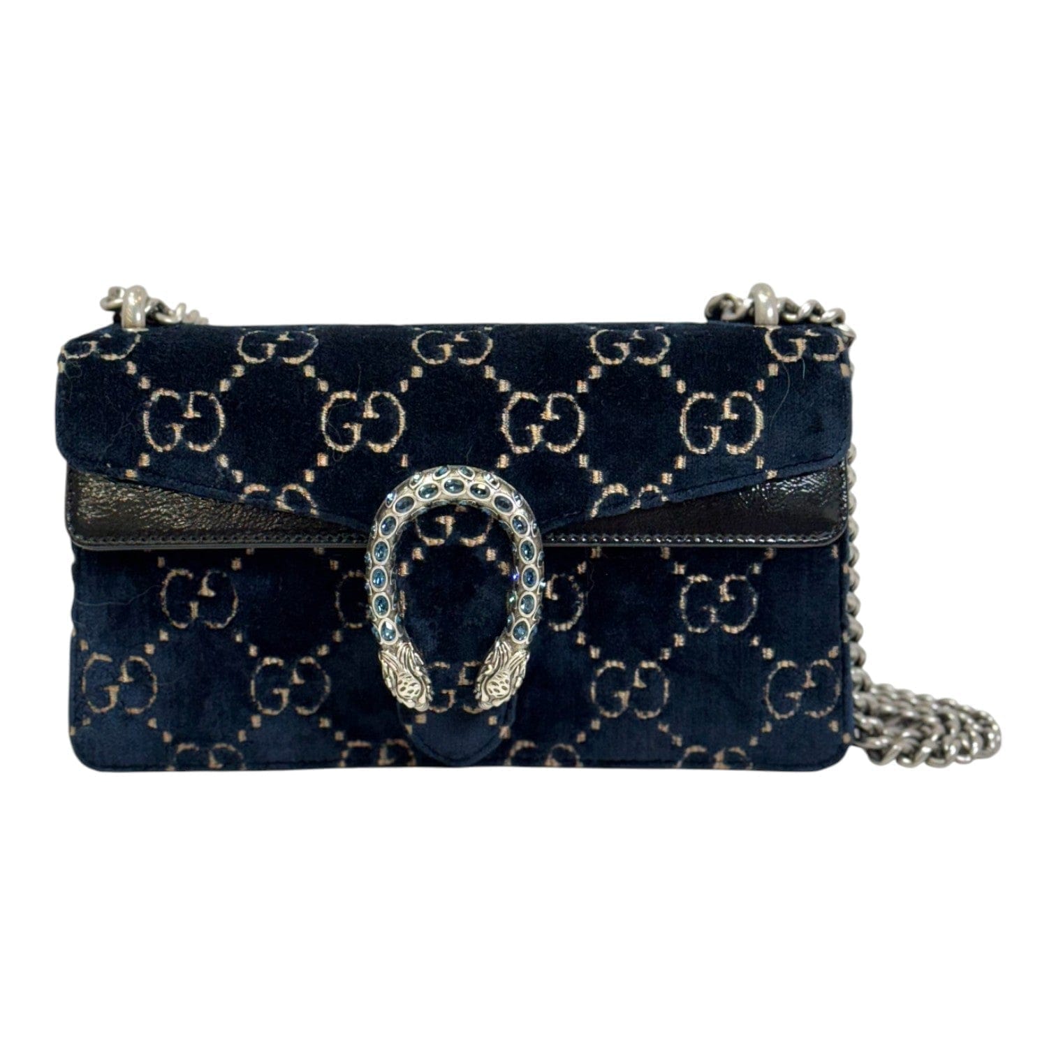 Gucci Dionysus Small Blue/Black Suede with Crystal Bag