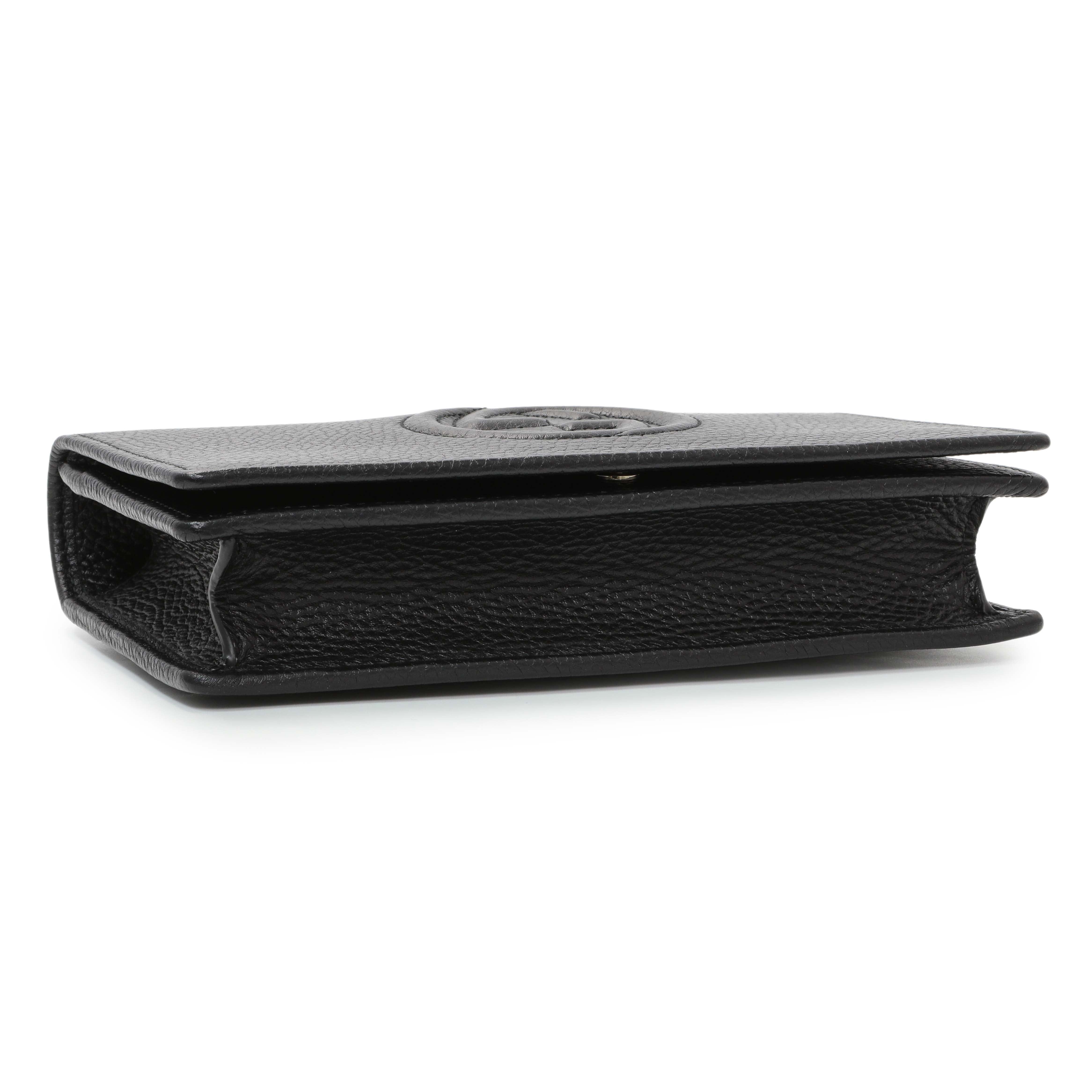 Gucci Black Pebbled Calfskin Soho Wallet on Chain