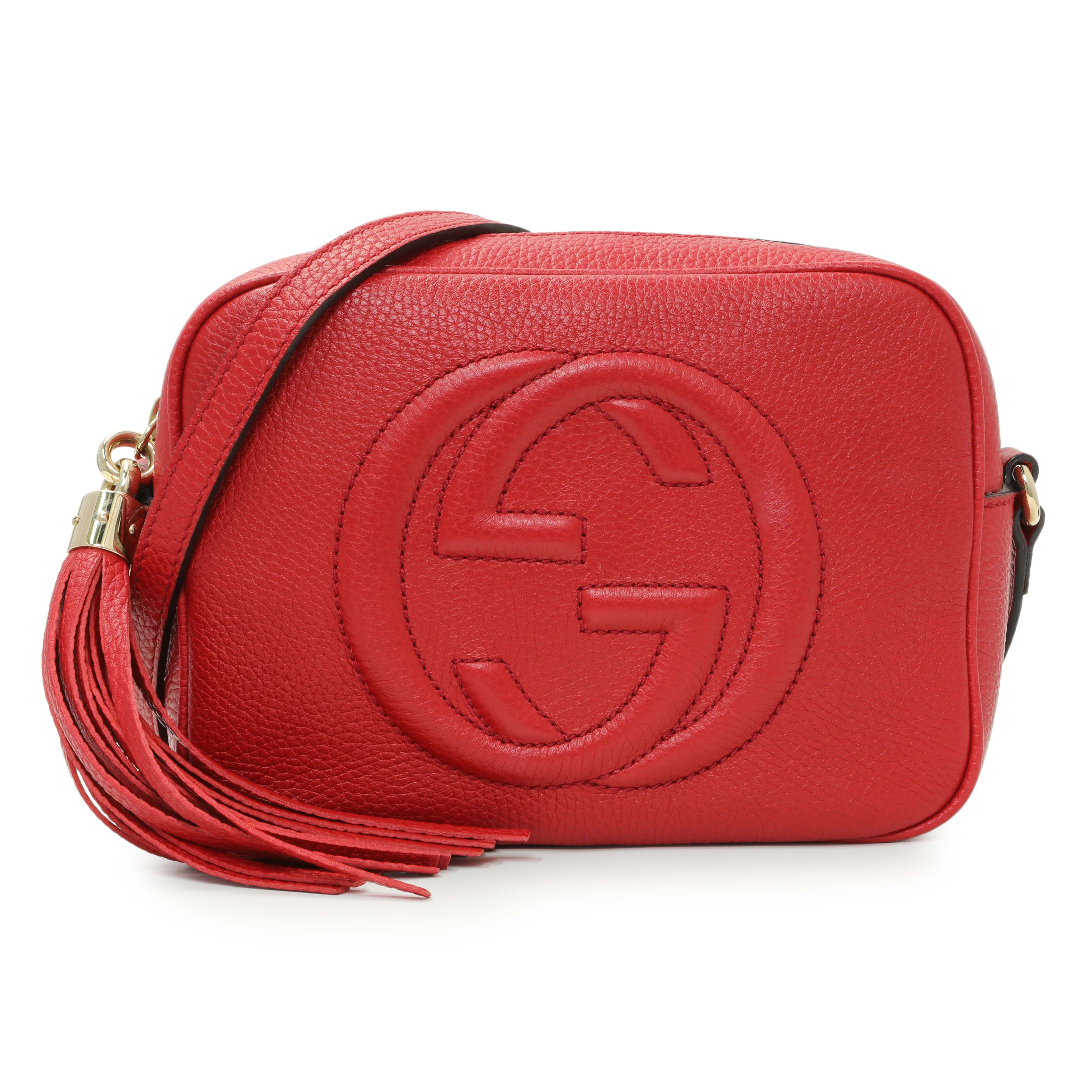 Gucci Red Pebbled Calfskin Small Soho Disco Bag