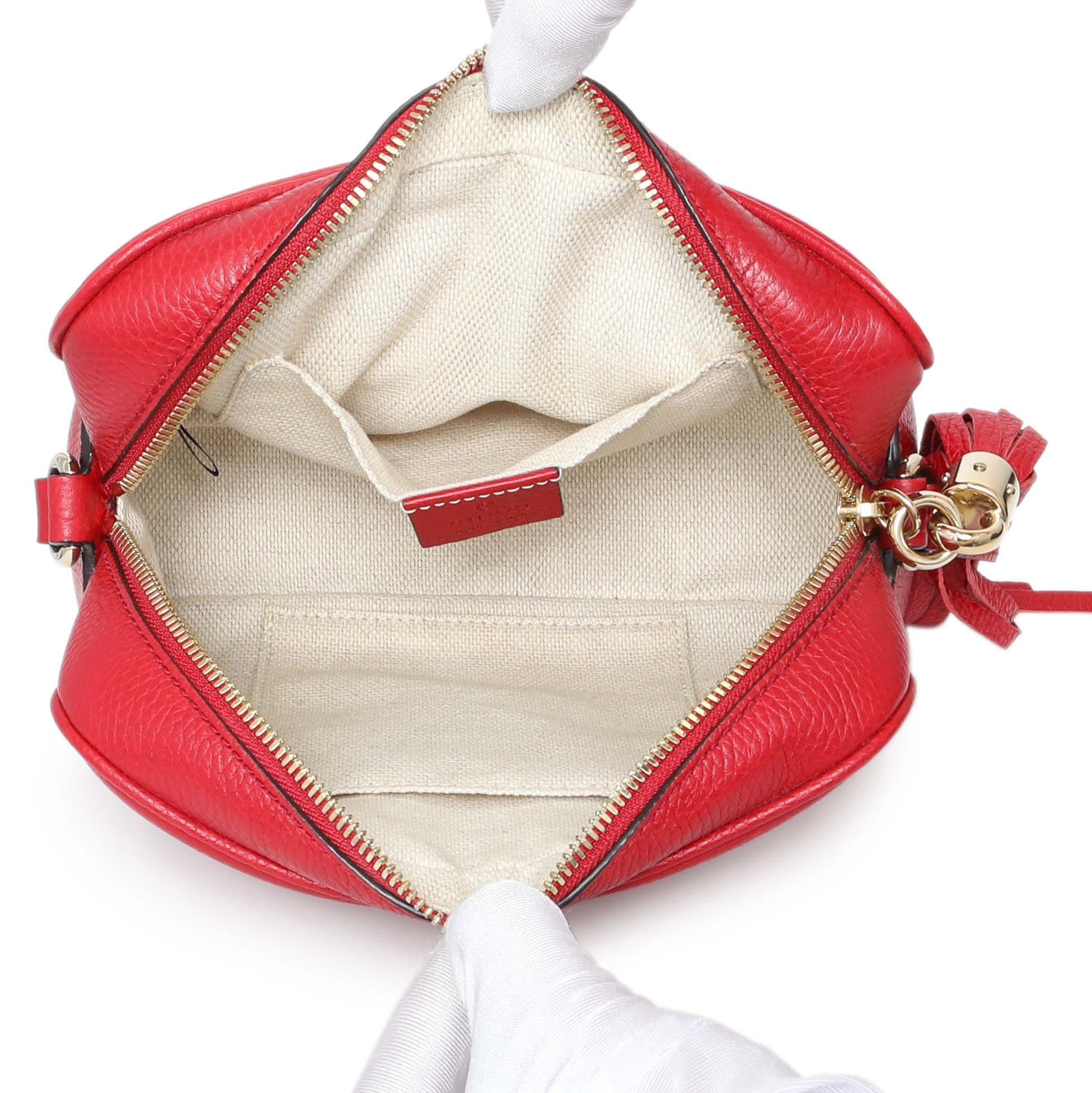 Gucci Red Pebbled Calfskin Small Soho Disco Bag