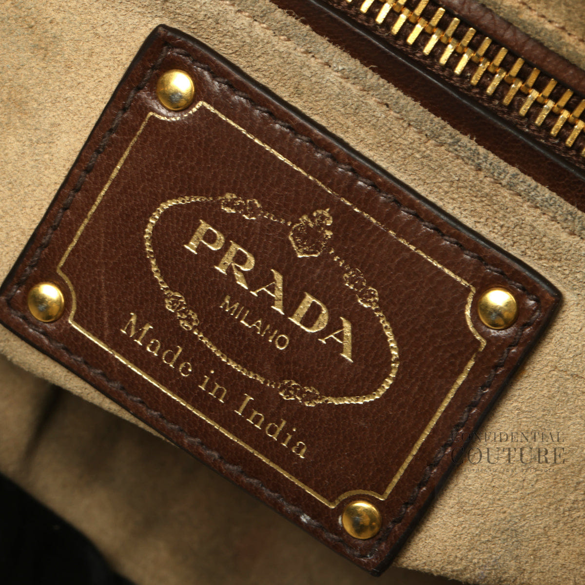 Prada Brown/Green Woven Leather Madras Hobo Bag