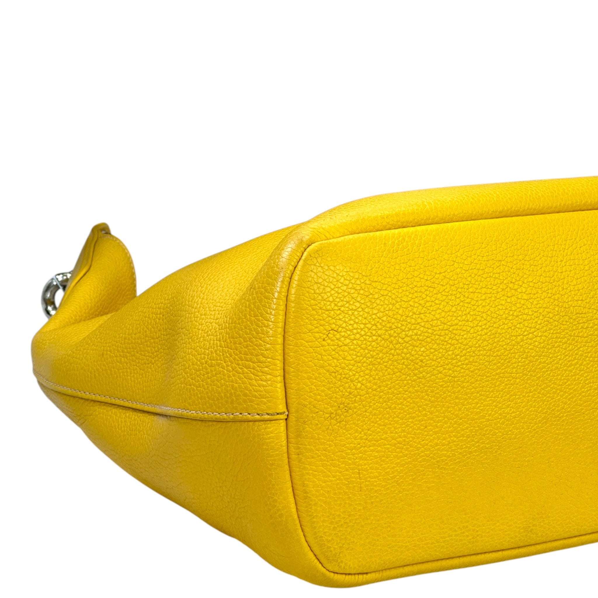 Prada Vitello Daino Chain Hobo Bag Yellow Leather