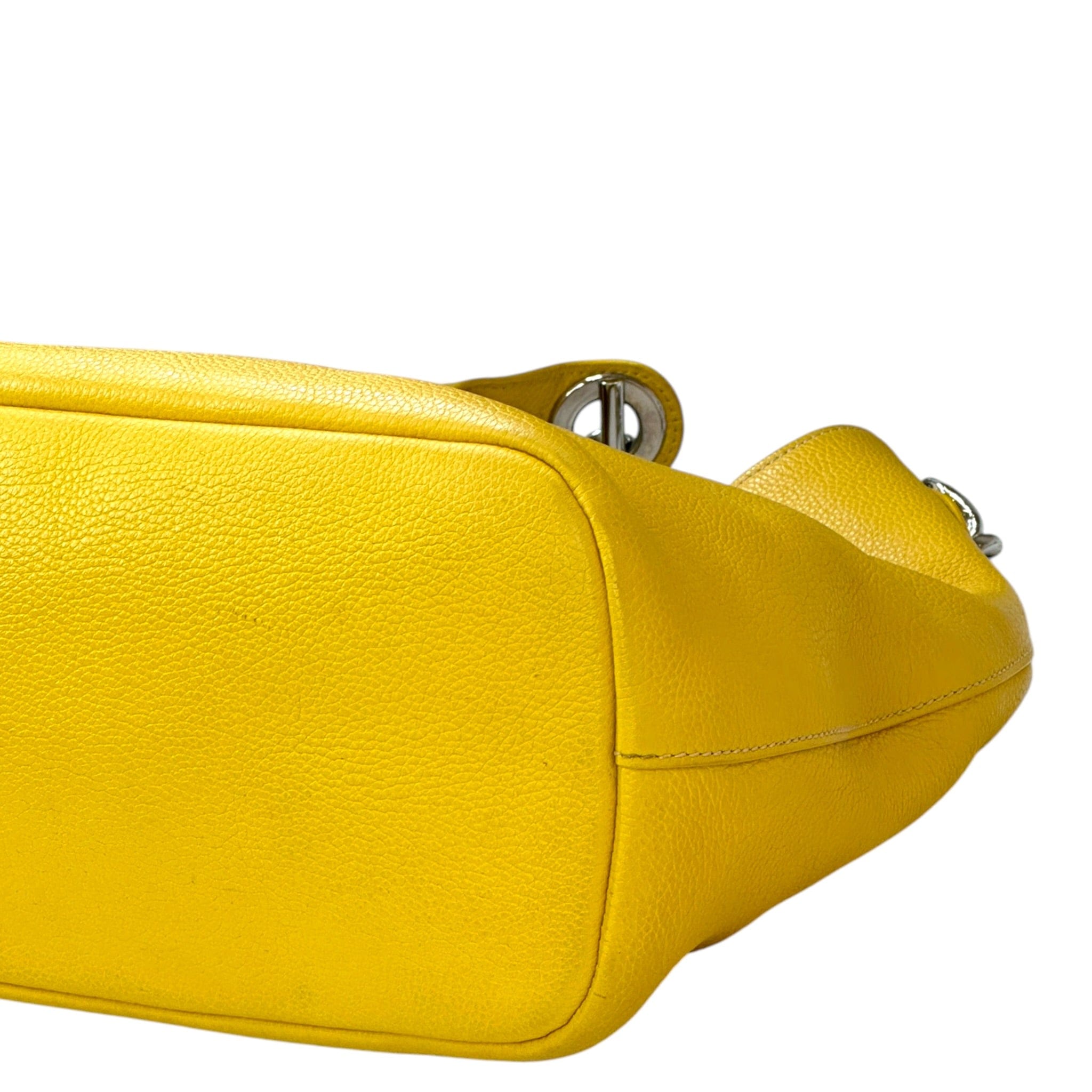 Prada Vitello Daino Chain Hobo Bag Yellow Leather