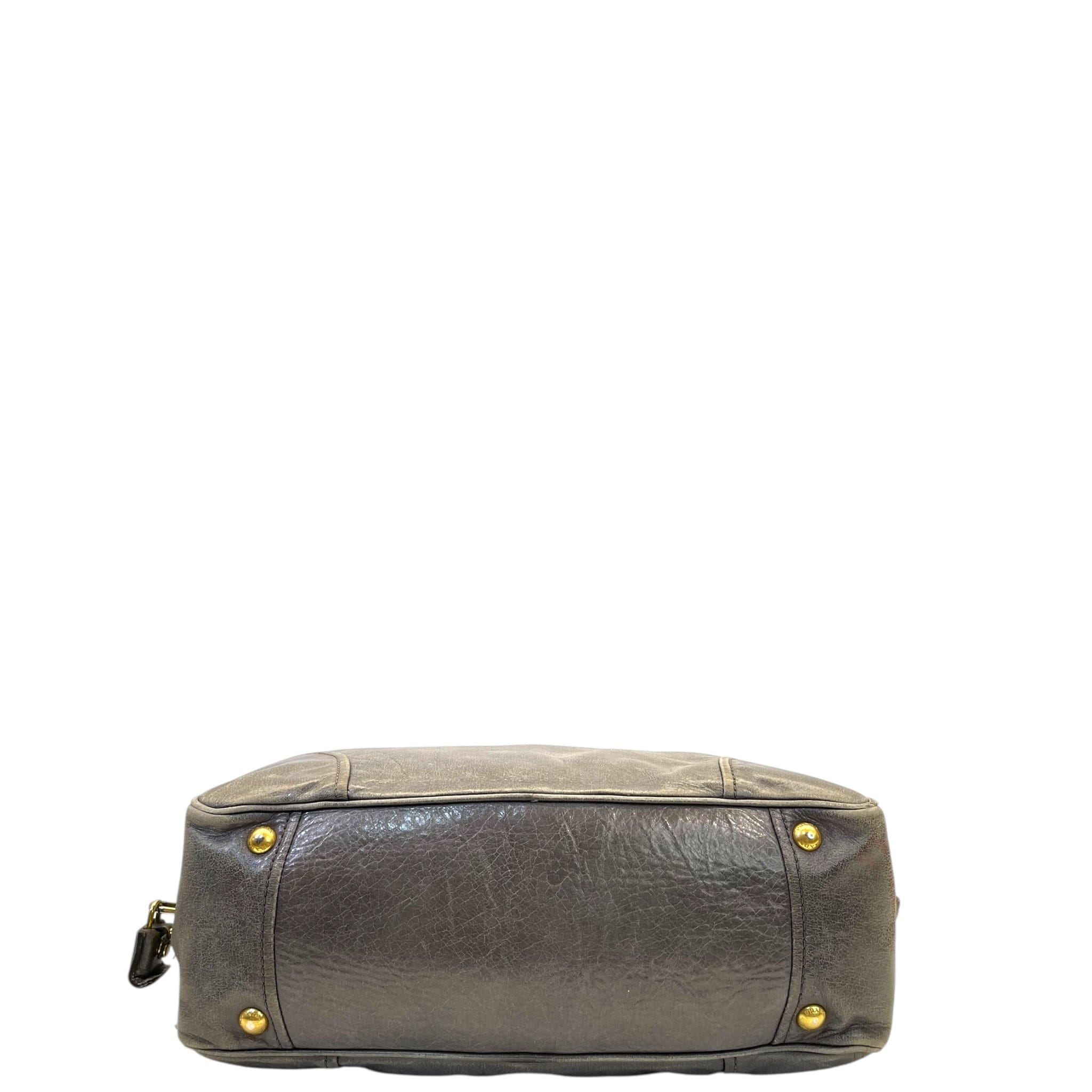 Prada Grey Vitello Shine Bauletto Bag