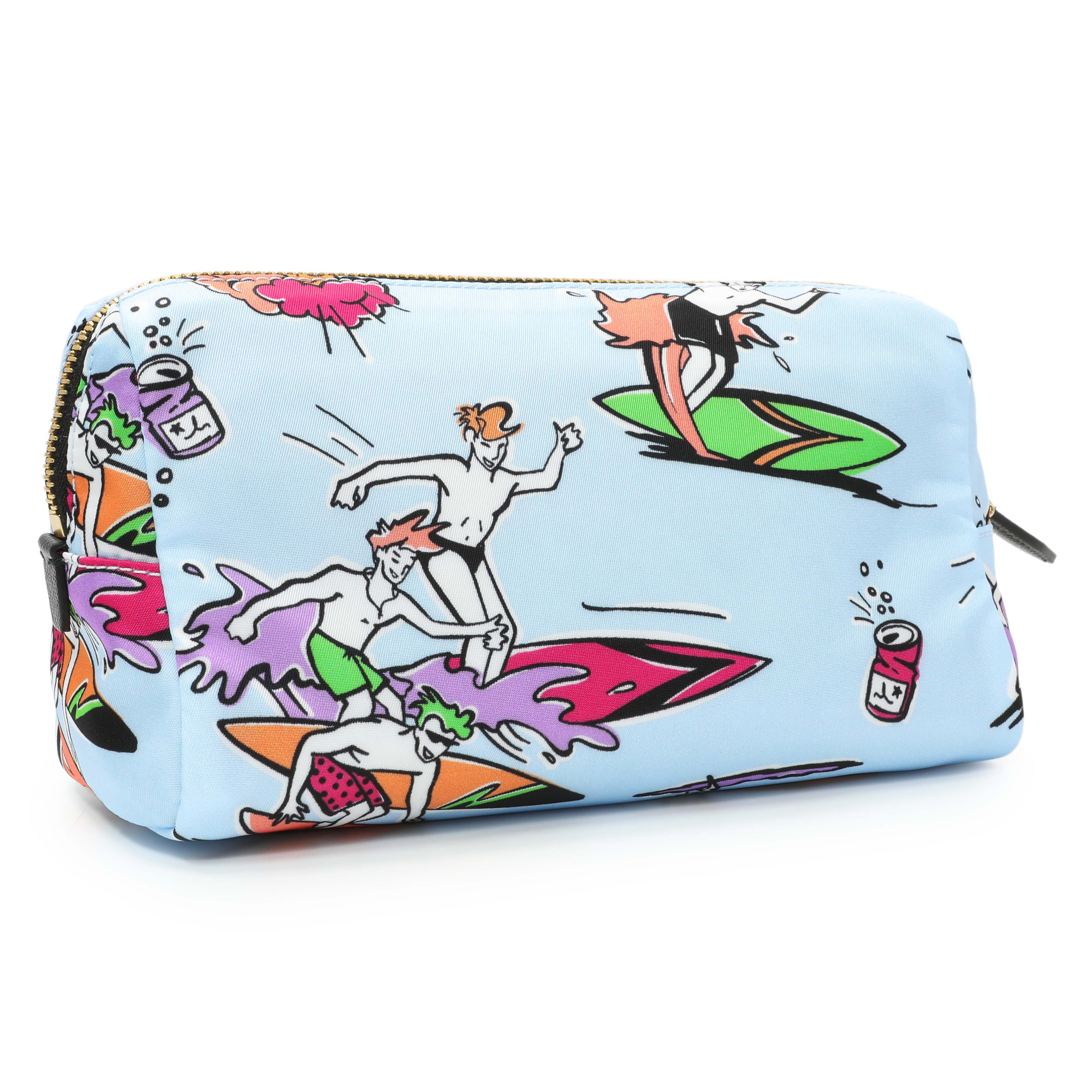 Prada Blue Tessuto Stampato Nylon Saffiano Surf Print Wrist Pouch