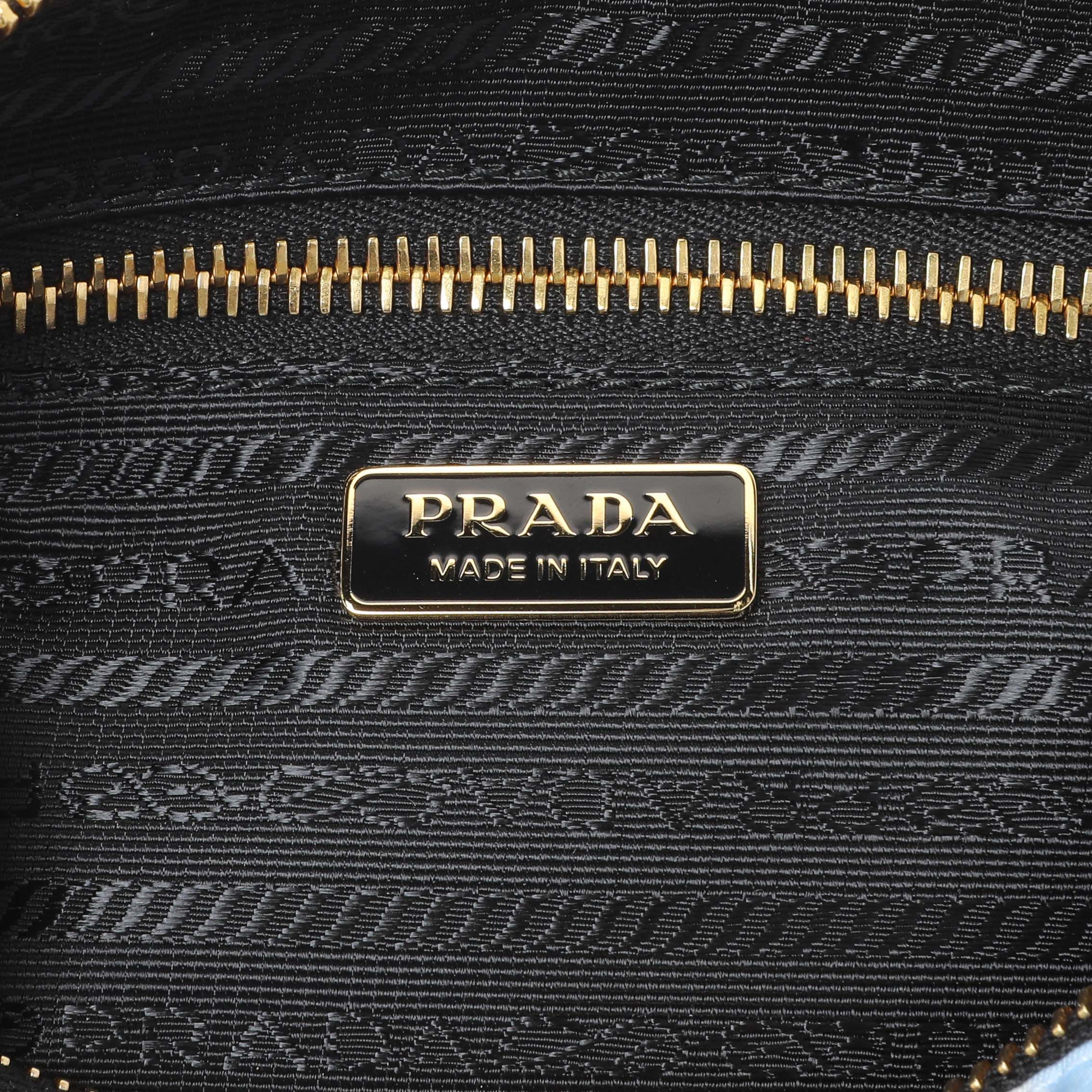 Prada Blue Tessuto Stampato Nylon Saffiano Surf Print Wrist Pouch