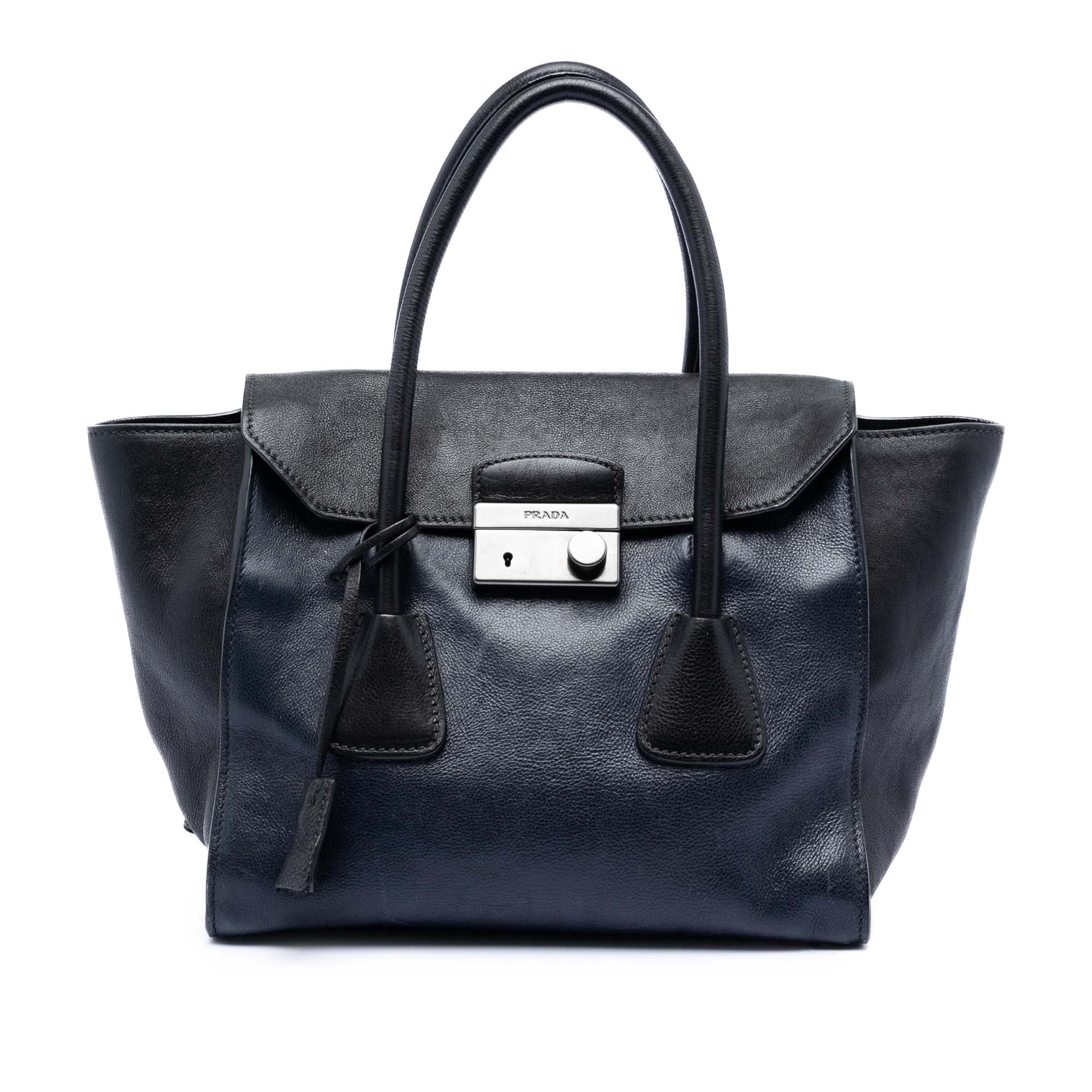 Prada Bicolor Glace Calf Sound Lock Satchel