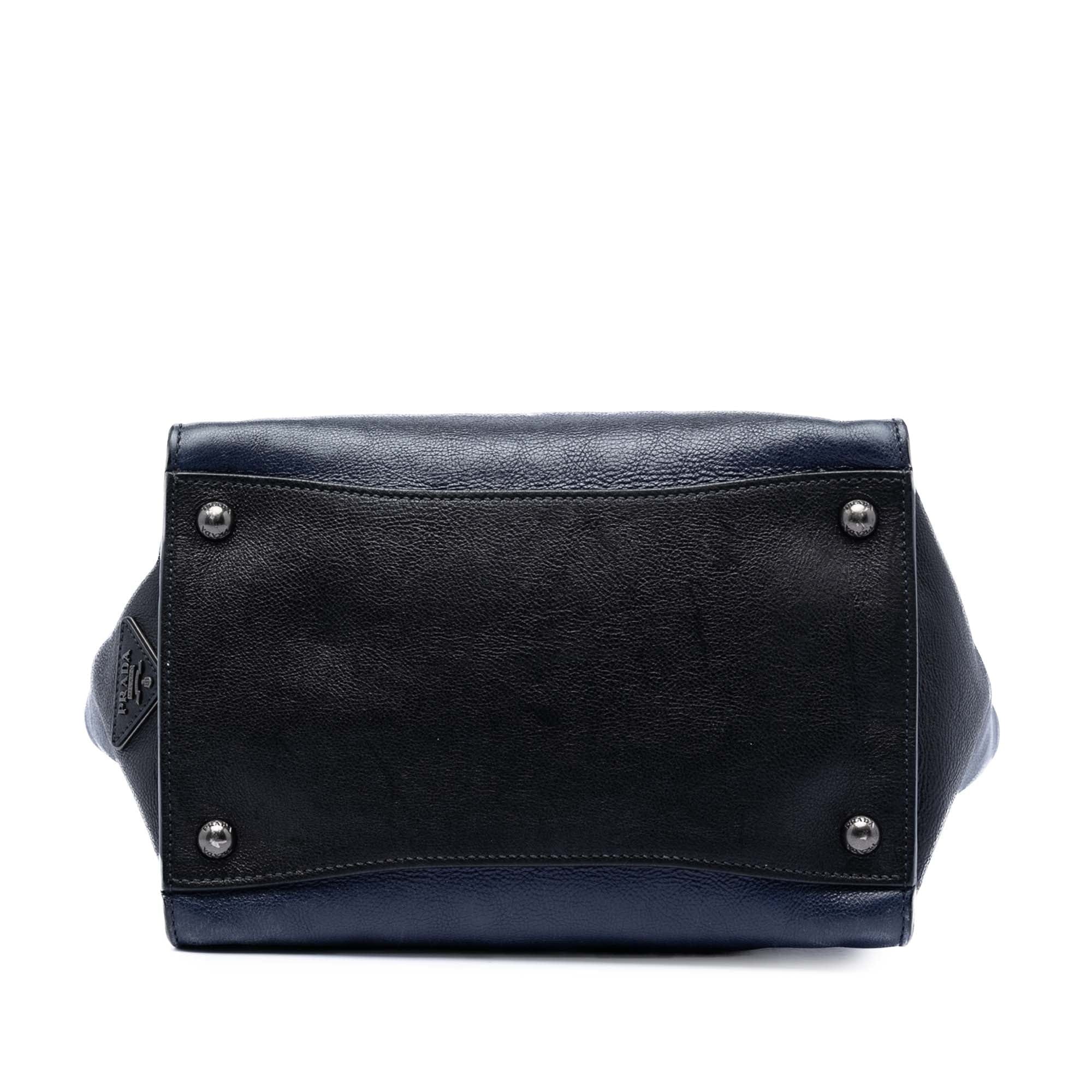 Prada Bicolor Glace Calf Sound Lock Satchel