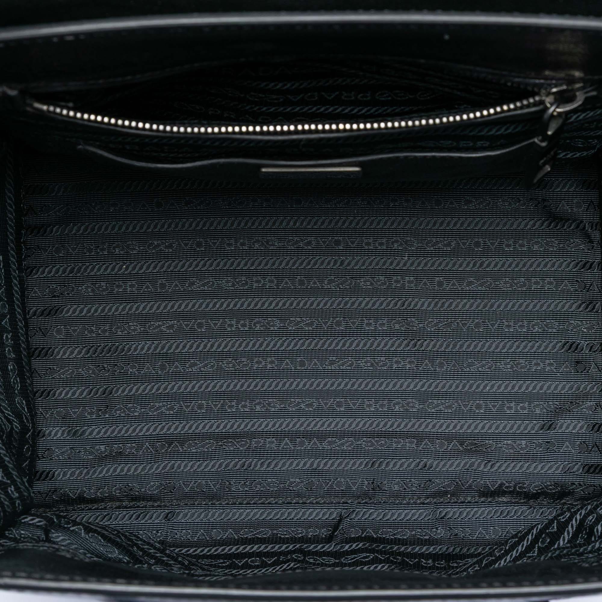 Prada Bicolor Glace Calf Sound Lock Satchel