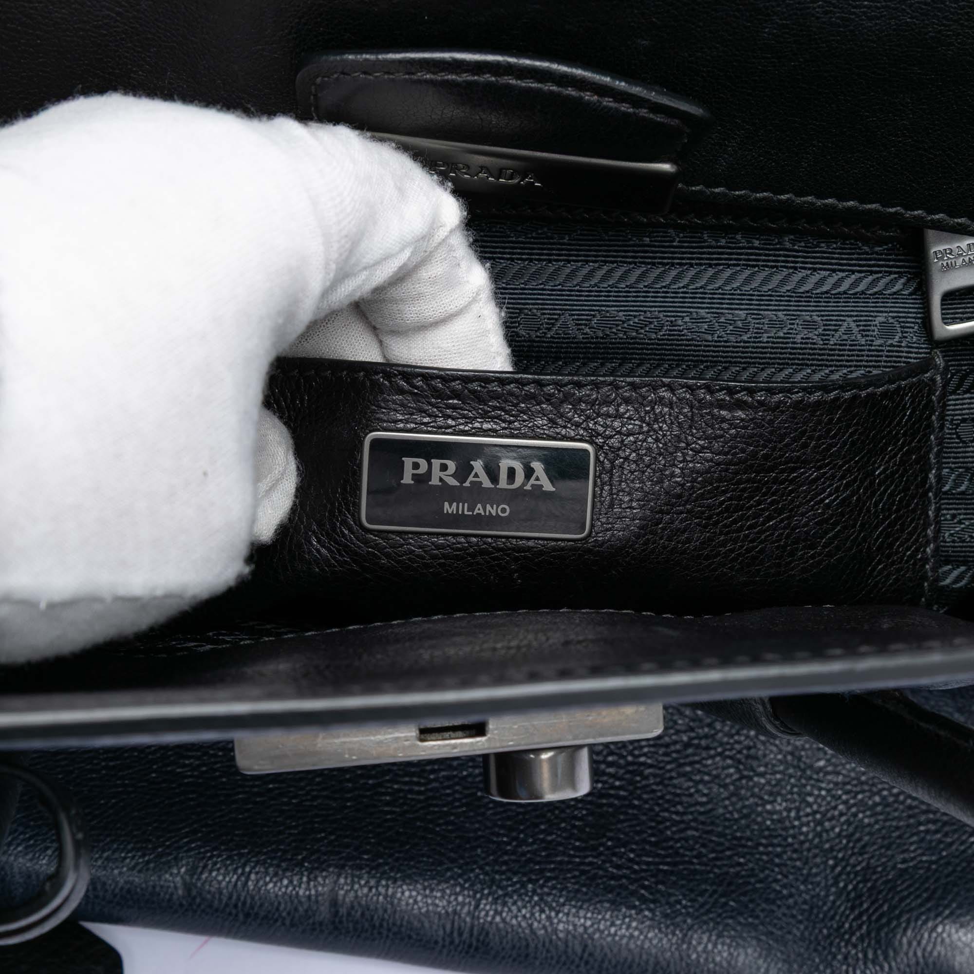 Prada Bicolor Glace Calf Sound Lock Satchel
