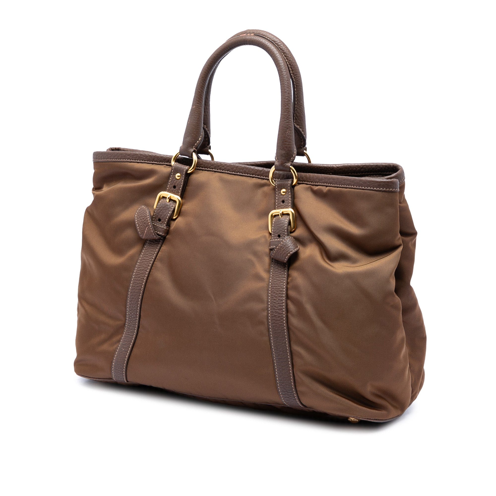 Prada Vitello Daino Trimmed Tessuto Satchel