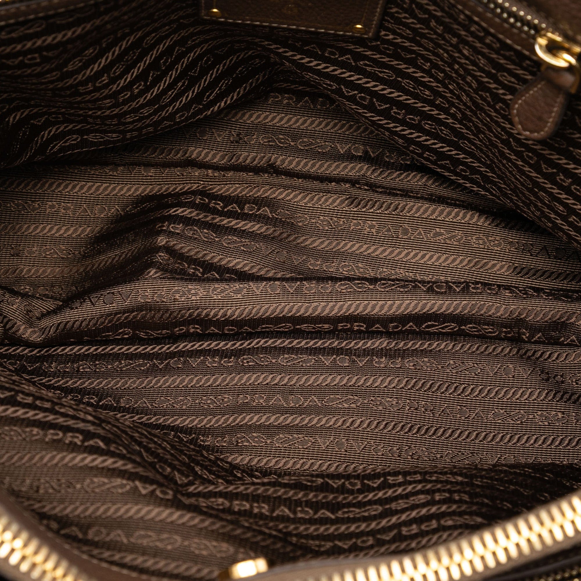 Prada Vitello Daino Trimmed Tessuto Satchel