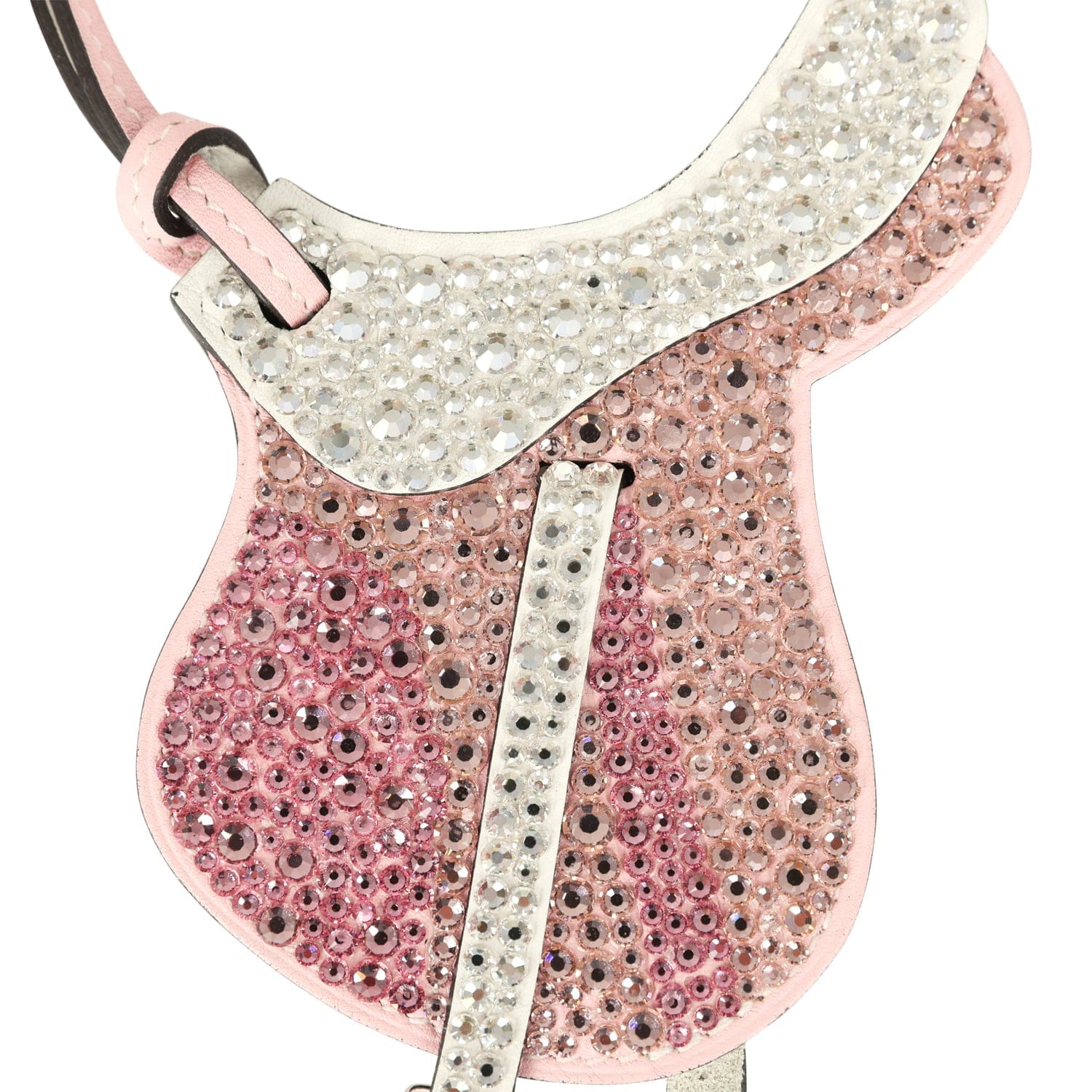 Hermes Pink Bedazzled Paddock Saddle Bag Charm Rose Sakura, White Swift Palladium Hardware