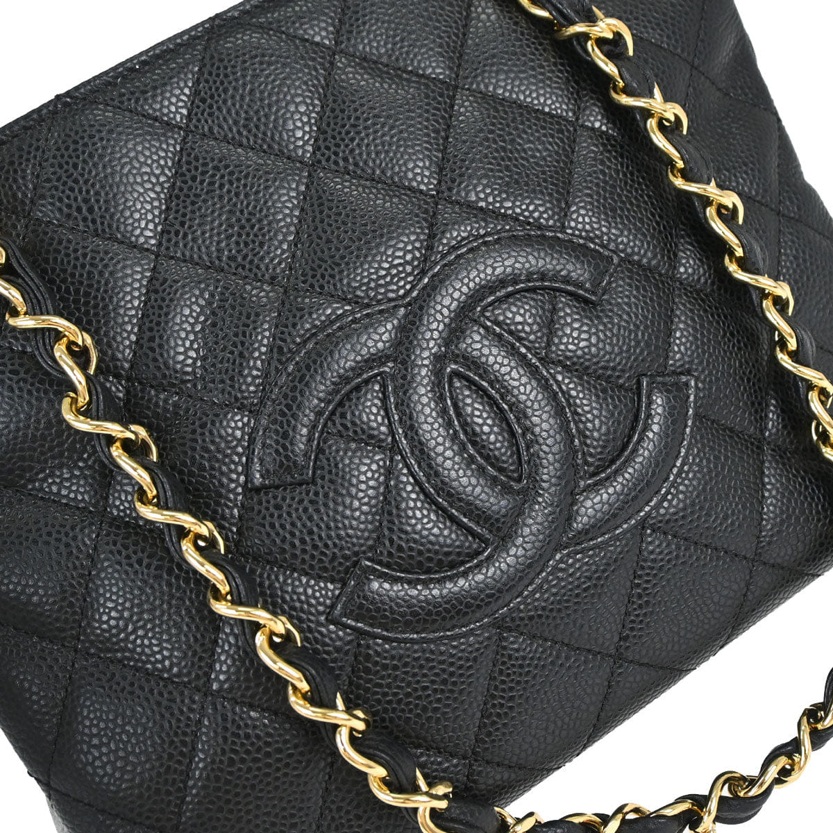Chanel 2008 - 2009 Black Caviar Skin Petite Timeless Tote PTT Chain Handbag