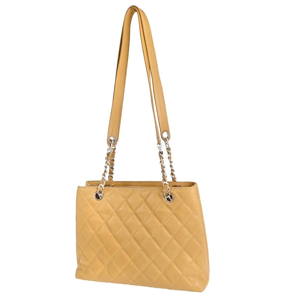 Chanel 1996 - 1997 Beige Caviar Skin Tote Shoulder Bag