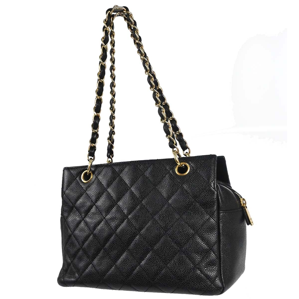 Chanel 2002 - 2003 Black Caviar Skin Petite Timeless Tote PTT Chain Handbag