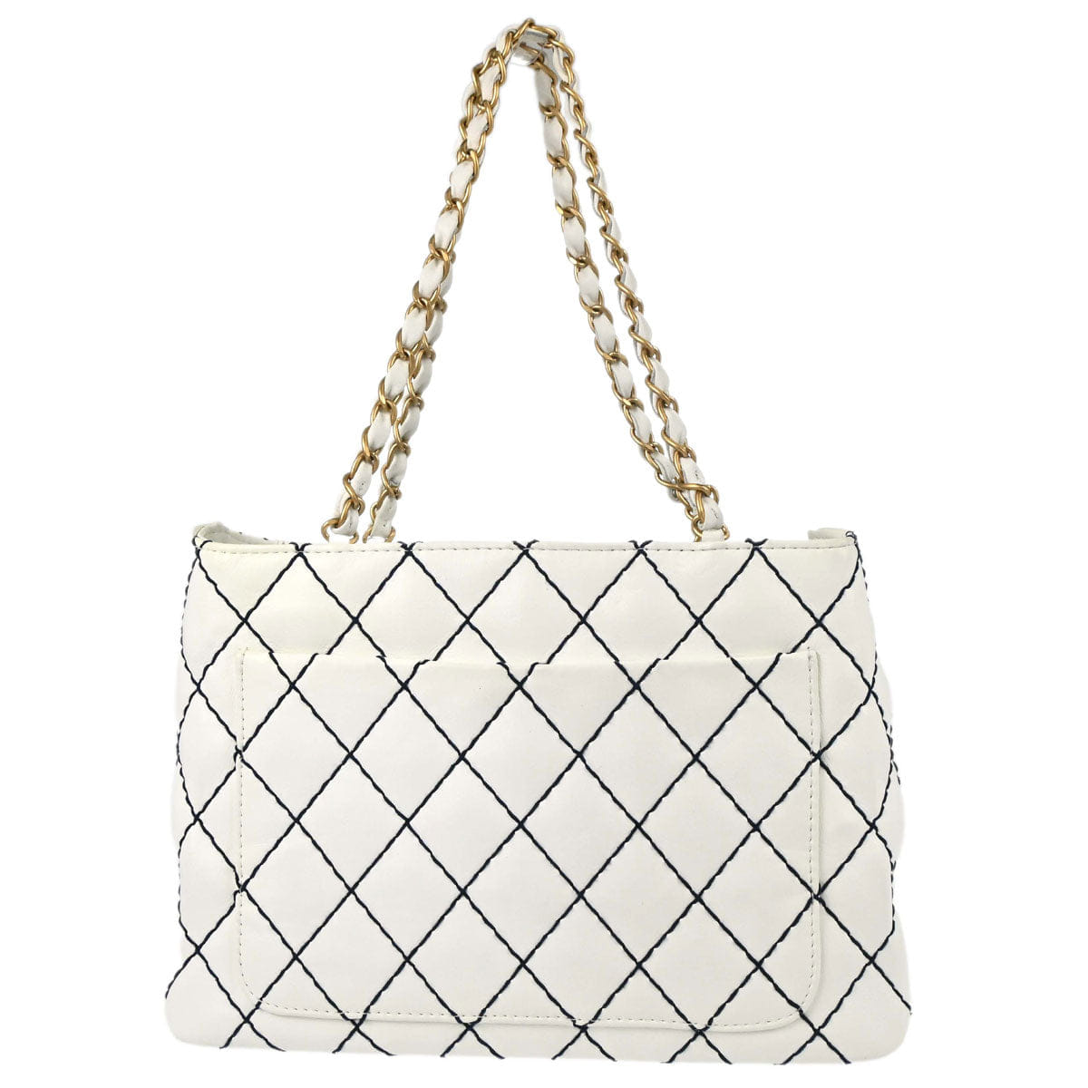 Chanel 2000 - 2002 White Calfskin Wild Stitch Tote Bag