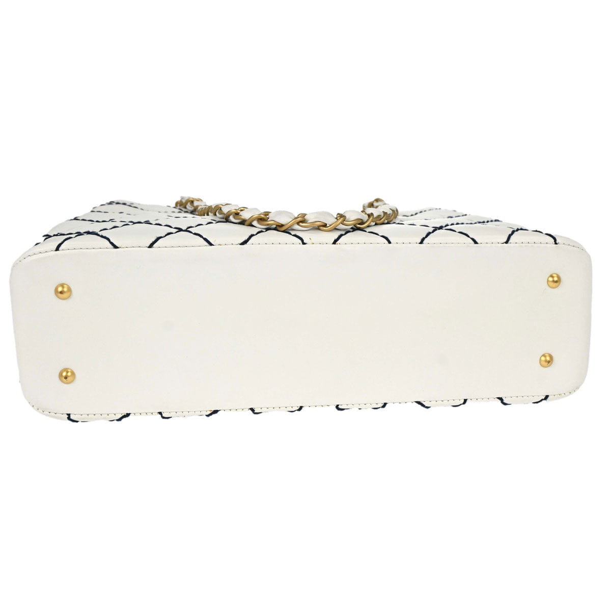 Chanel 2000 - 2002 White Calfskin Wild Stitch Tote Bag