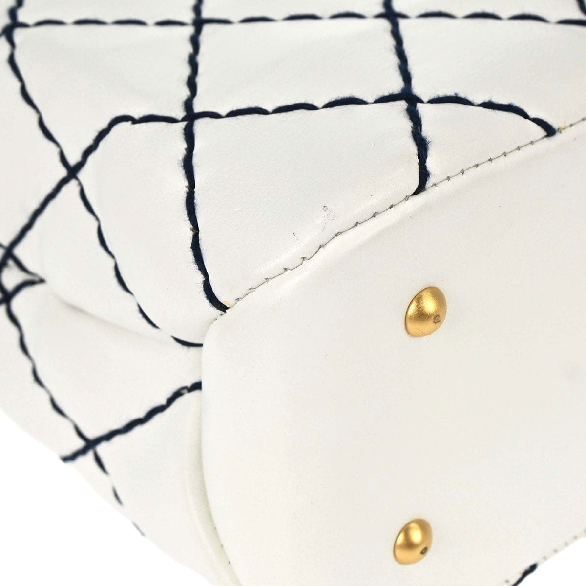 Chanel 2000 - 2002 White Calfskin Wild Stitch Tote Bag