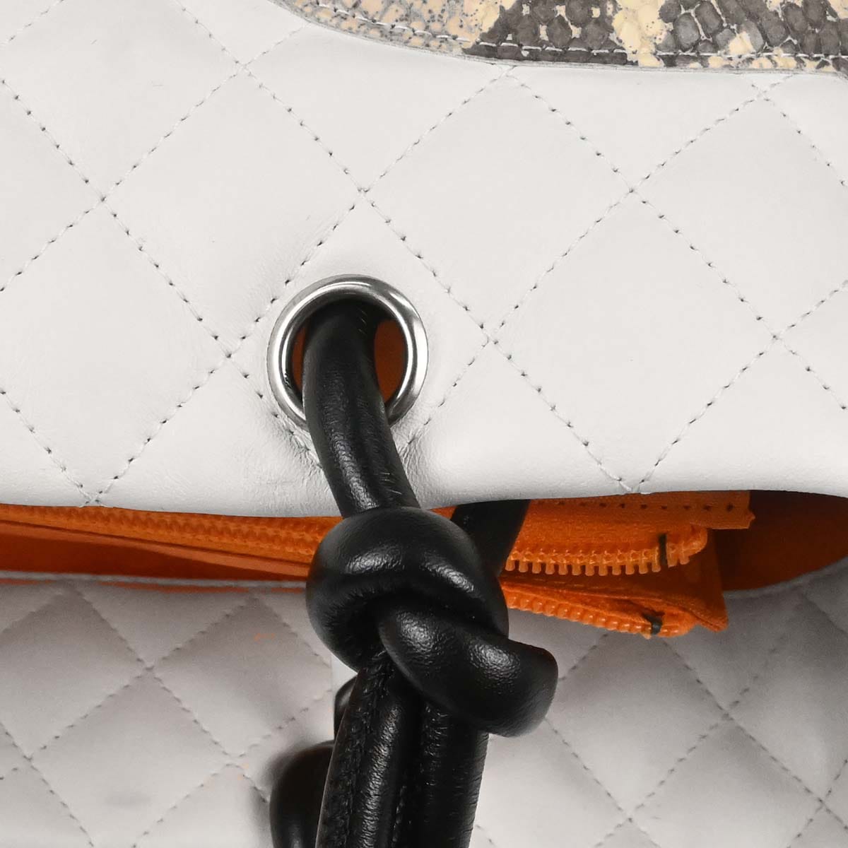 Chanel * 2005 - 2006 White Calfskin Python Cambon Ligne Tote Handbag