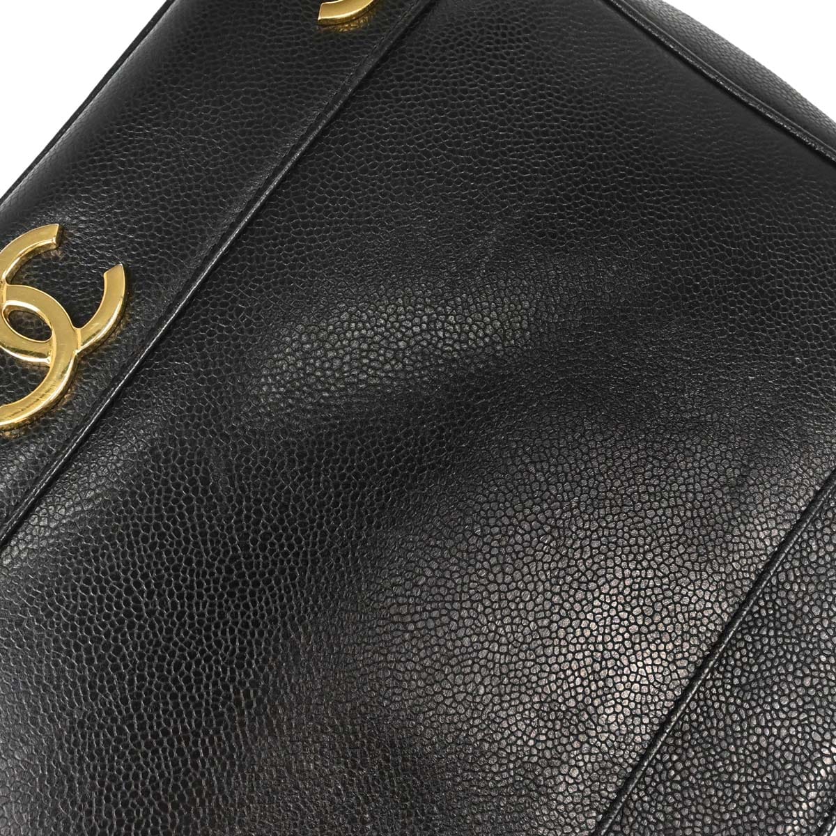 Chanel Black Caviar Skin Triple CC Shoulder Tote Bag
