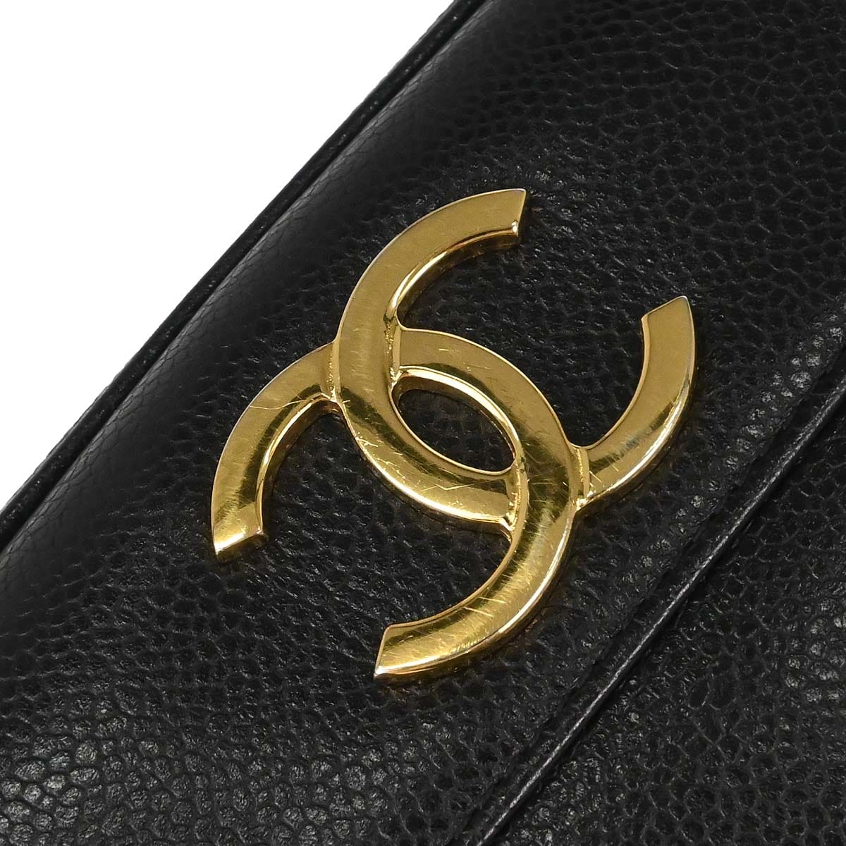 Chanel Black Caviar Skin Triple CC Shoulder Tote Bag