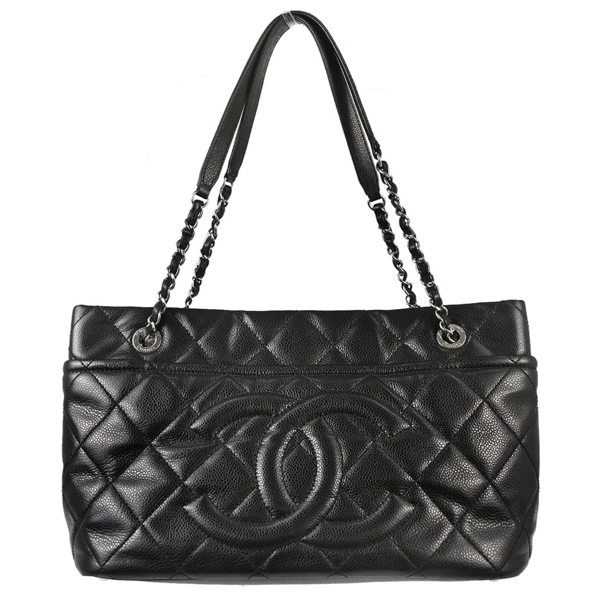 Chanel 2012 - 2013 Black Caviar Skin Timeless CC Chain Tote Bag