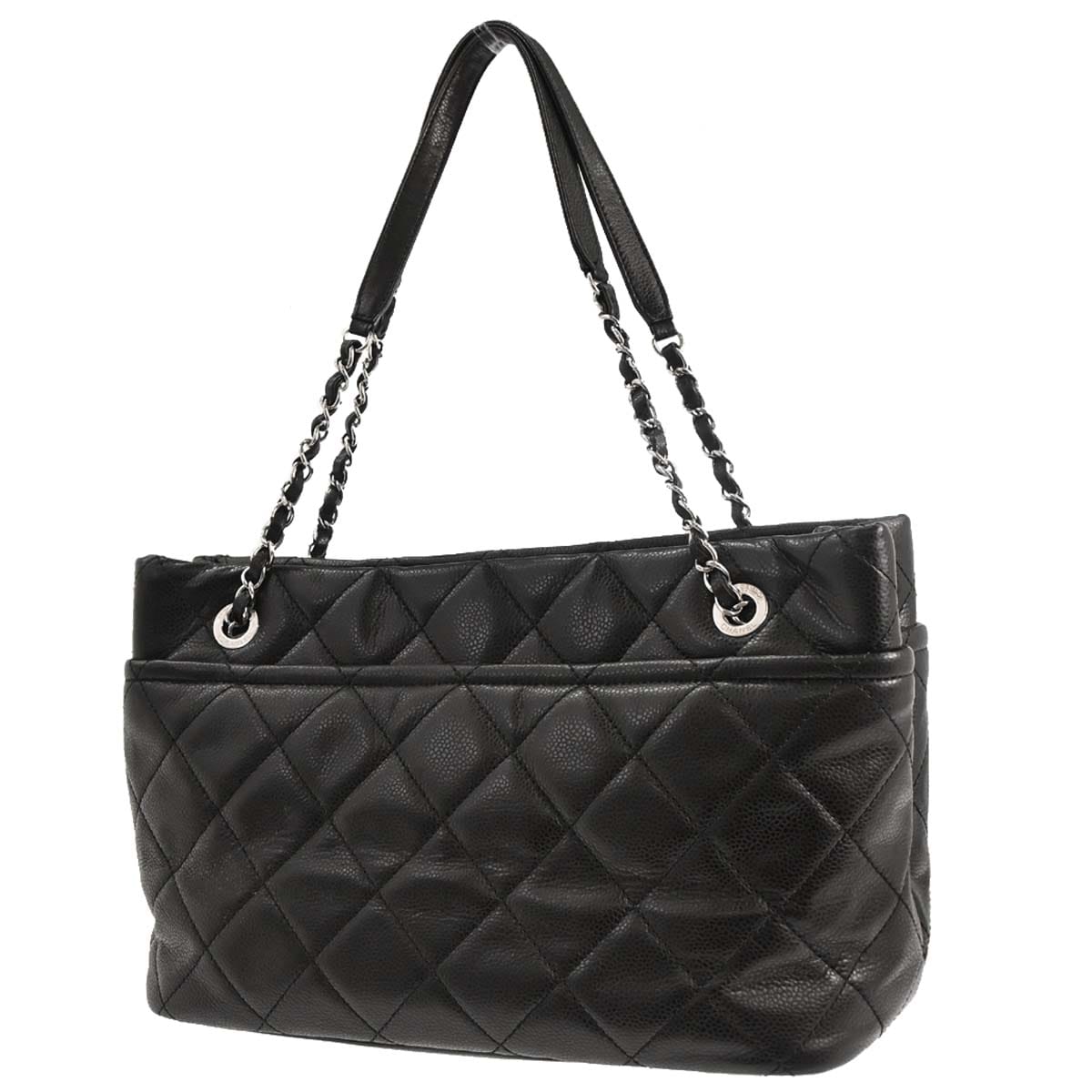 Chanel 2012 - 2013 Black Caviar Skin Timeless CC Chain Tote Bag