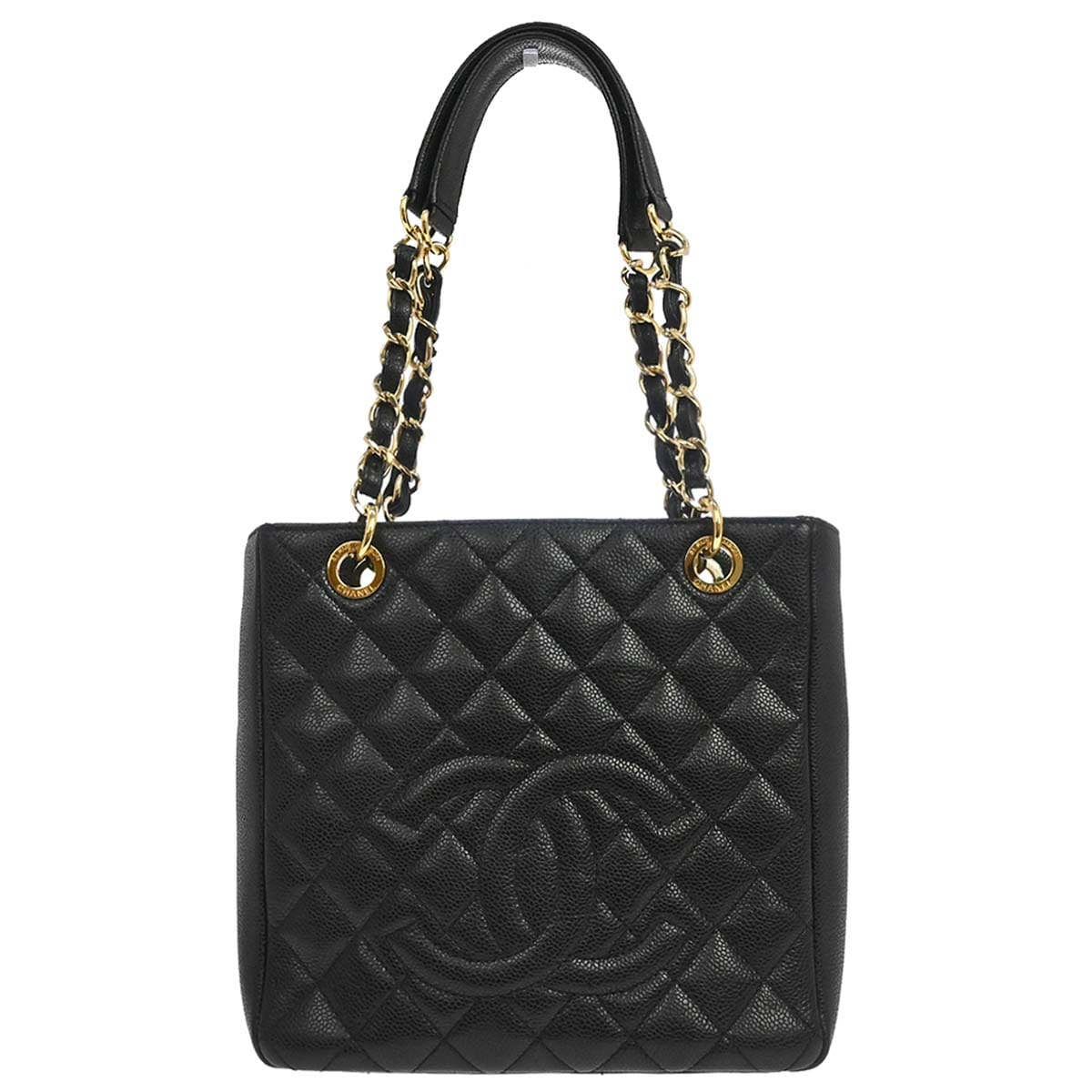 Chanel 2010 - 2011 Black Caviar Skin Petite Shopping Tote PST Chain Handbag