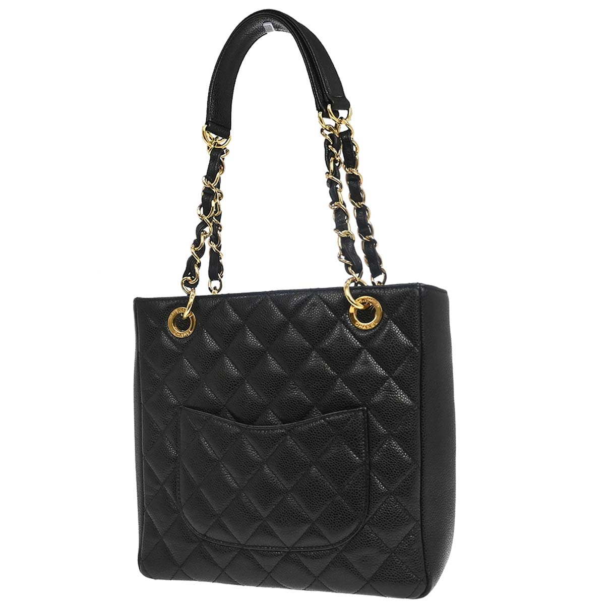 Chanel 2010 - 2011 Black Caviar Skin Petite Shopping Tote PST Chain Handbag