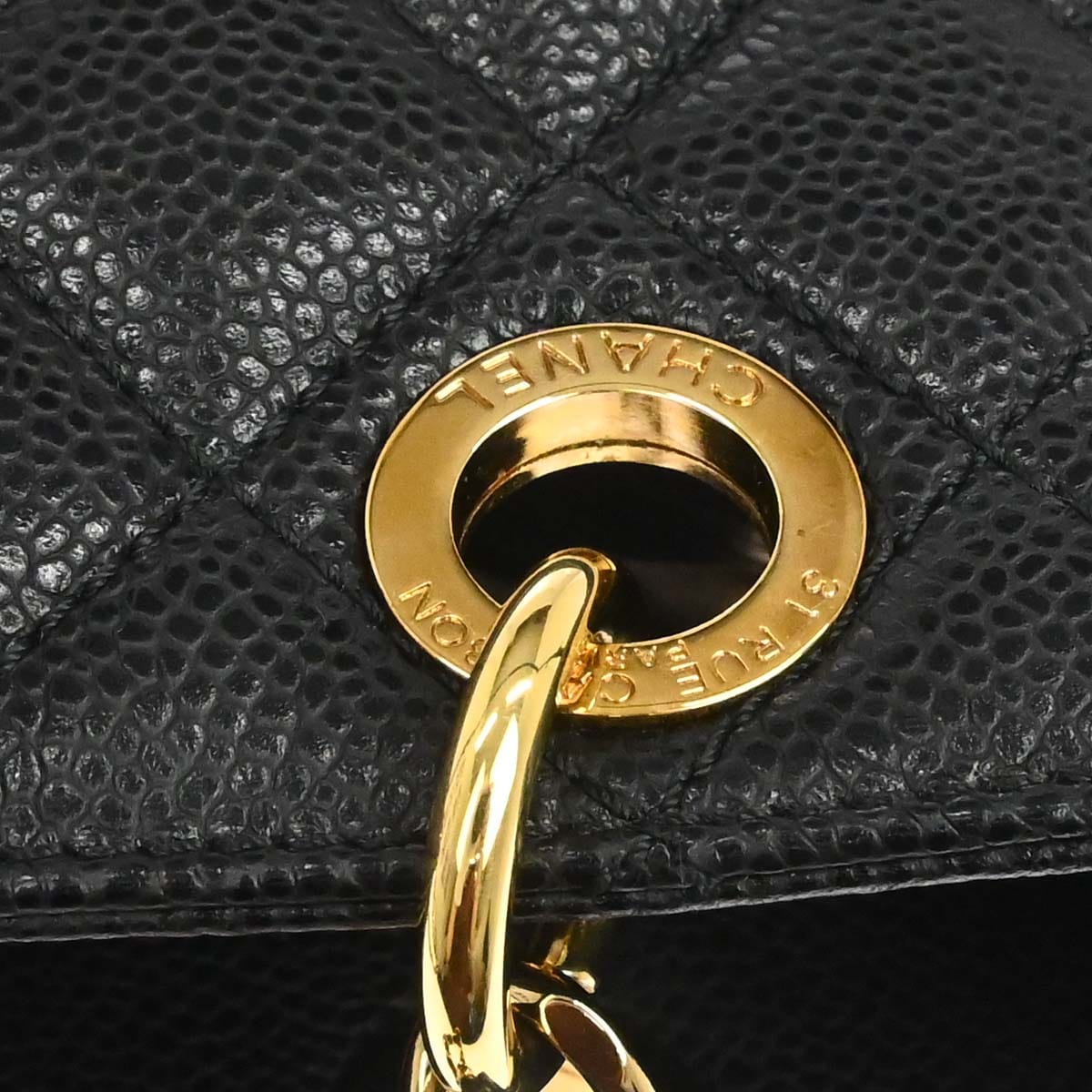 Chanel 2010 - 2011 Black Caviar Skin Petite Shopping Tote PST Chain Handbag