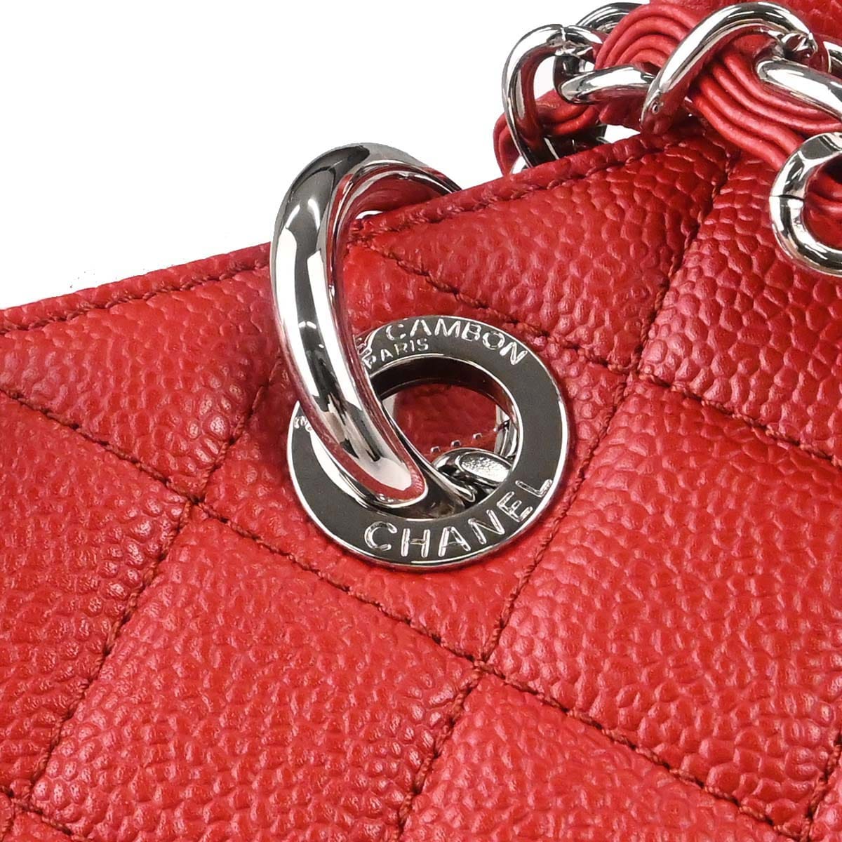 Chanel 2012 - 2013 Red Caviar Skin Grand Shopping Tote GST Chain Handbag
