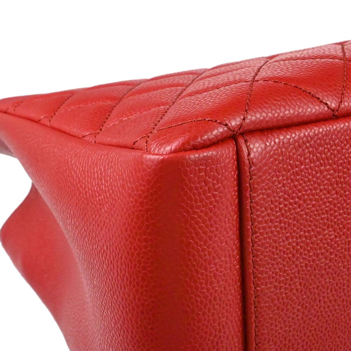 Chanel 2012 - 2013 Red Caviar Skin Grand Shopping Tote GST Chain Handbag