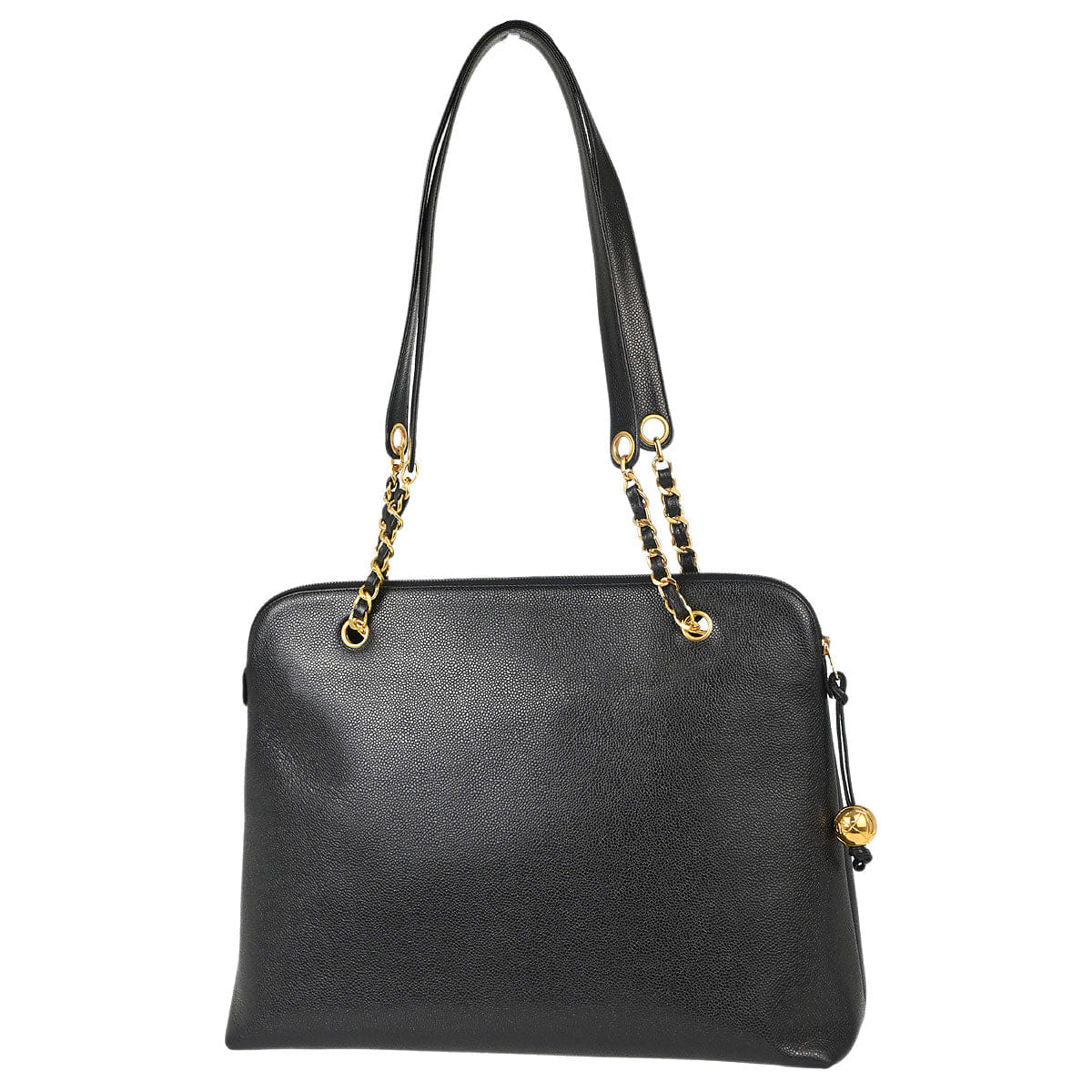 Chanel 1994 - 1996 Black Caviar Skin CC Shoulder Tote Bag
