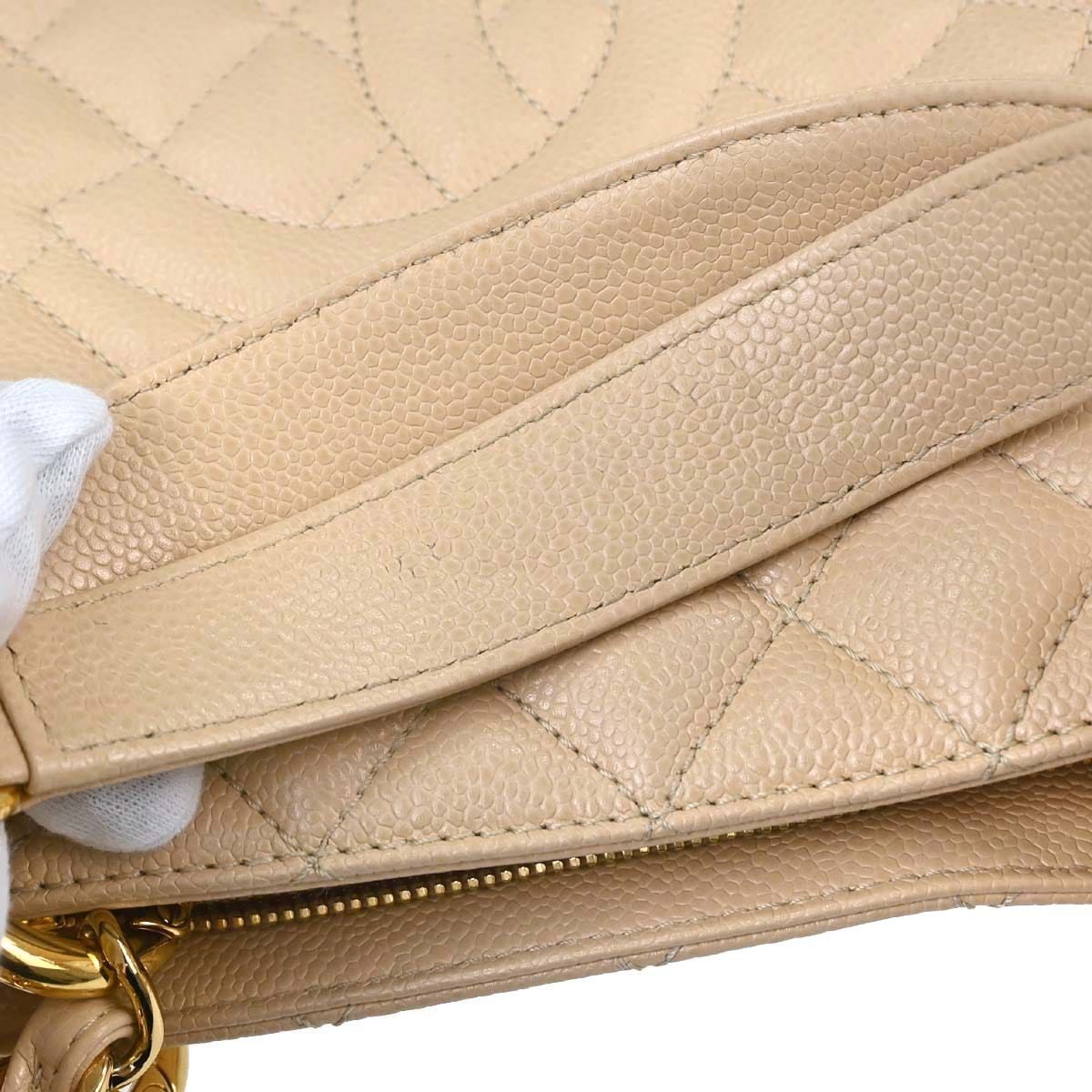 Chanel 2010 - 2011 Beige Caviar Skin Grand Shopping Tote GST Chain Handbag
