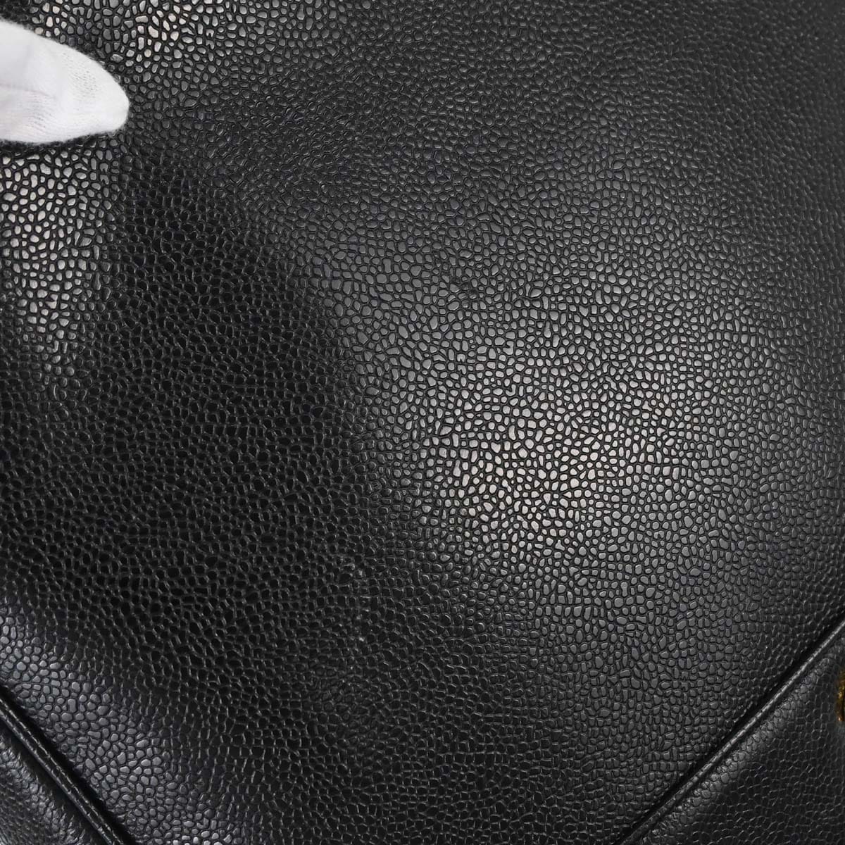 Chanel 1991 - 1994 Black Caviar Skin Triple CC Shoulder Tote Bag