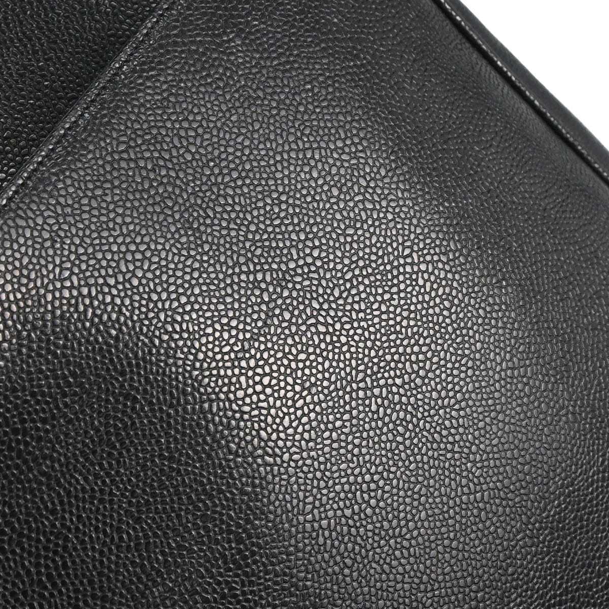 Chanel 1991 - 1994 Black Caviar Skin Triple CC Shoulder Tote Bag