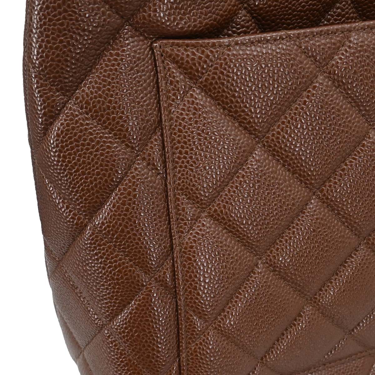 Chanel 2002 - 2003 Brown Caviar Skin Medallion Tote Handbag